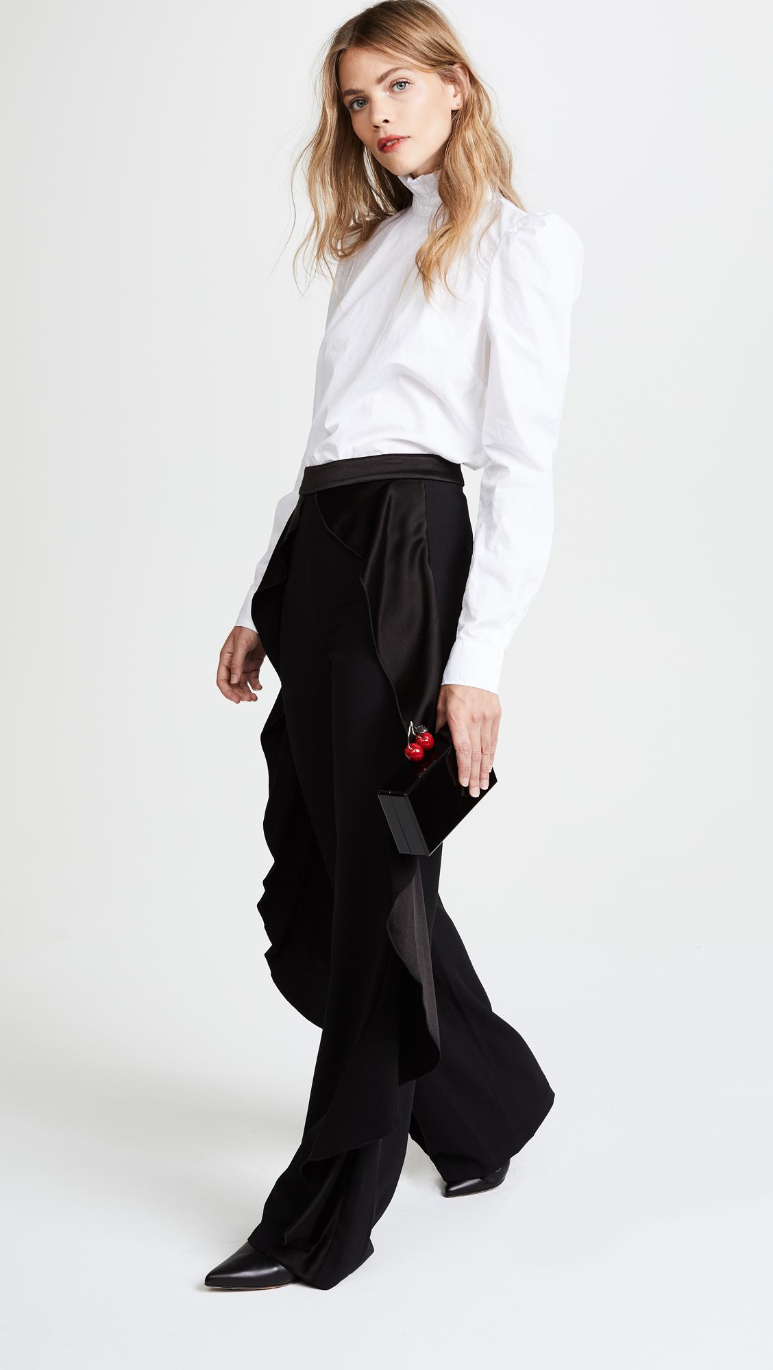 Olivia Satin Wallace Side Ruffle Pants 
