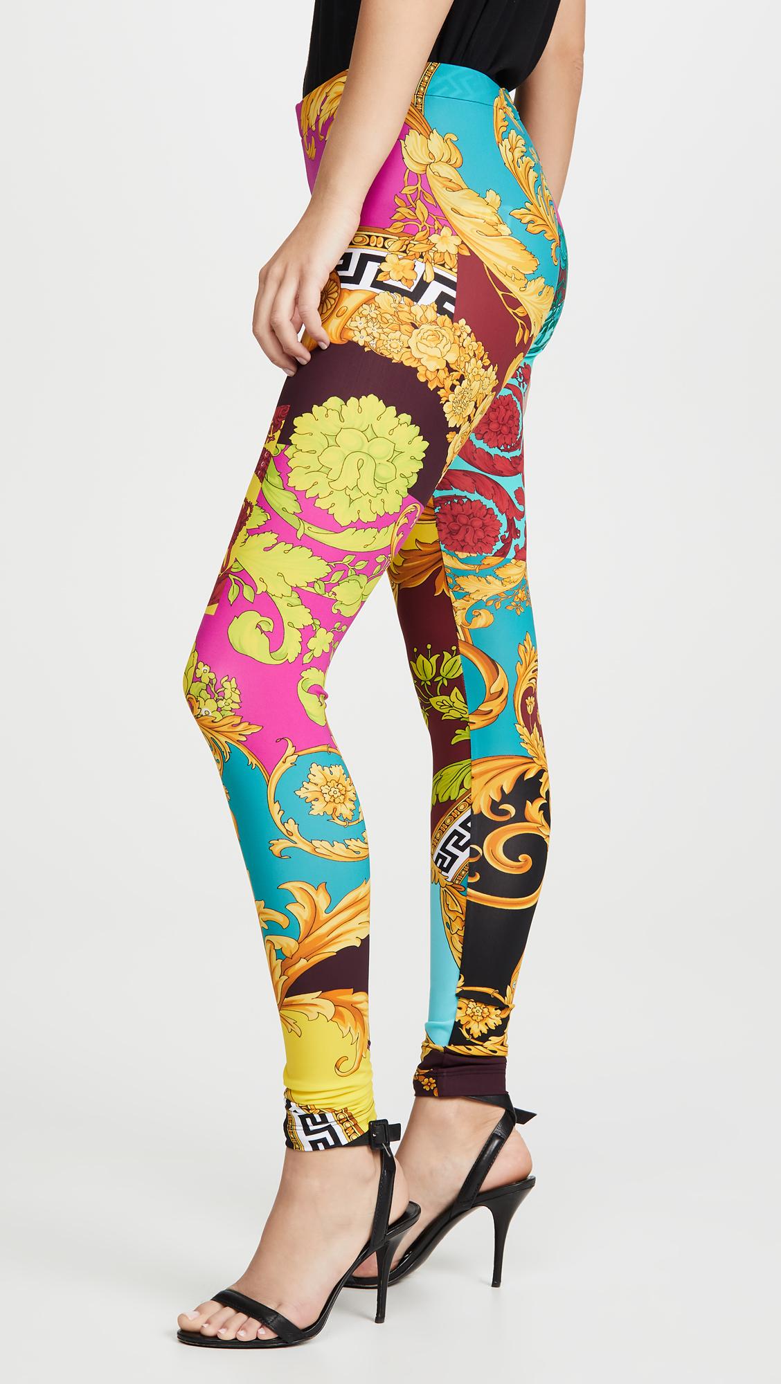 Versace Synthetic Printed Leggings Lyst