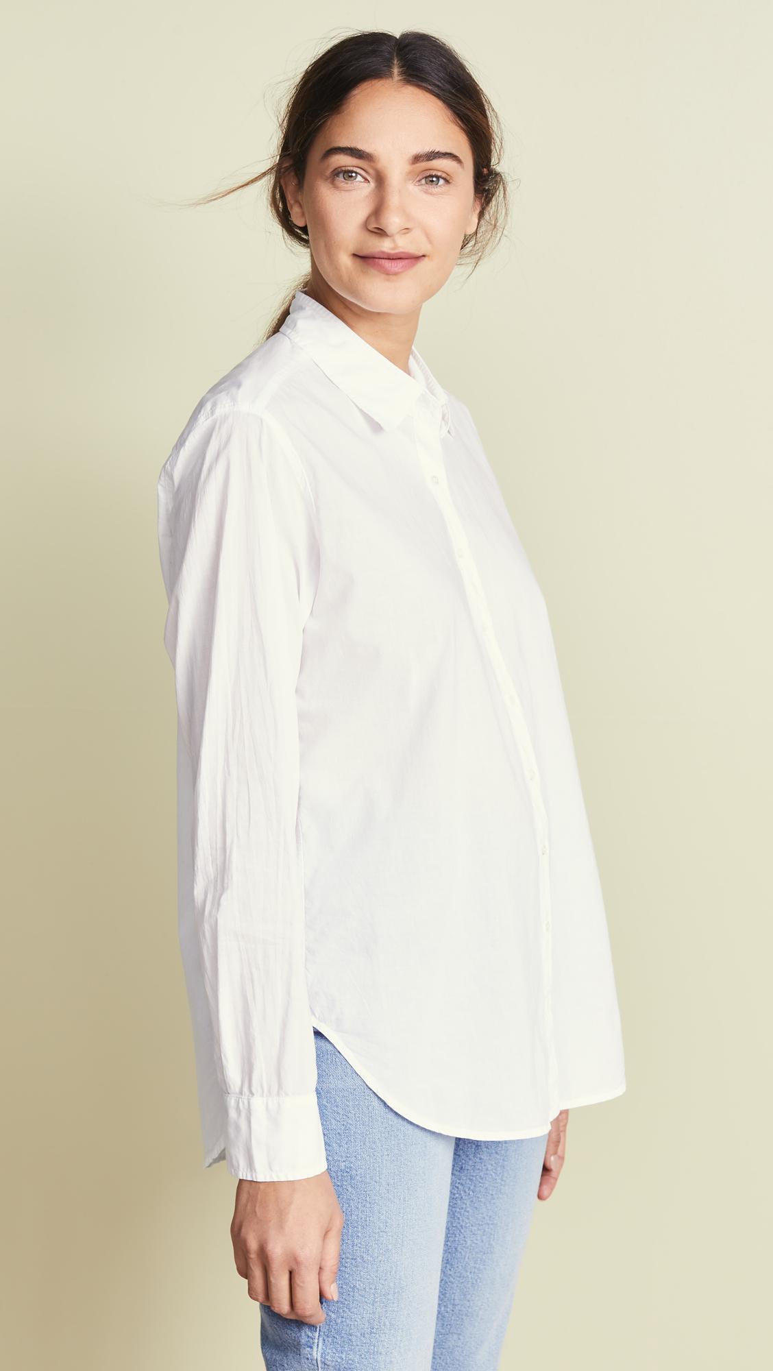 Xirena Cotton Beau Button Down Shirt in White - Lyst