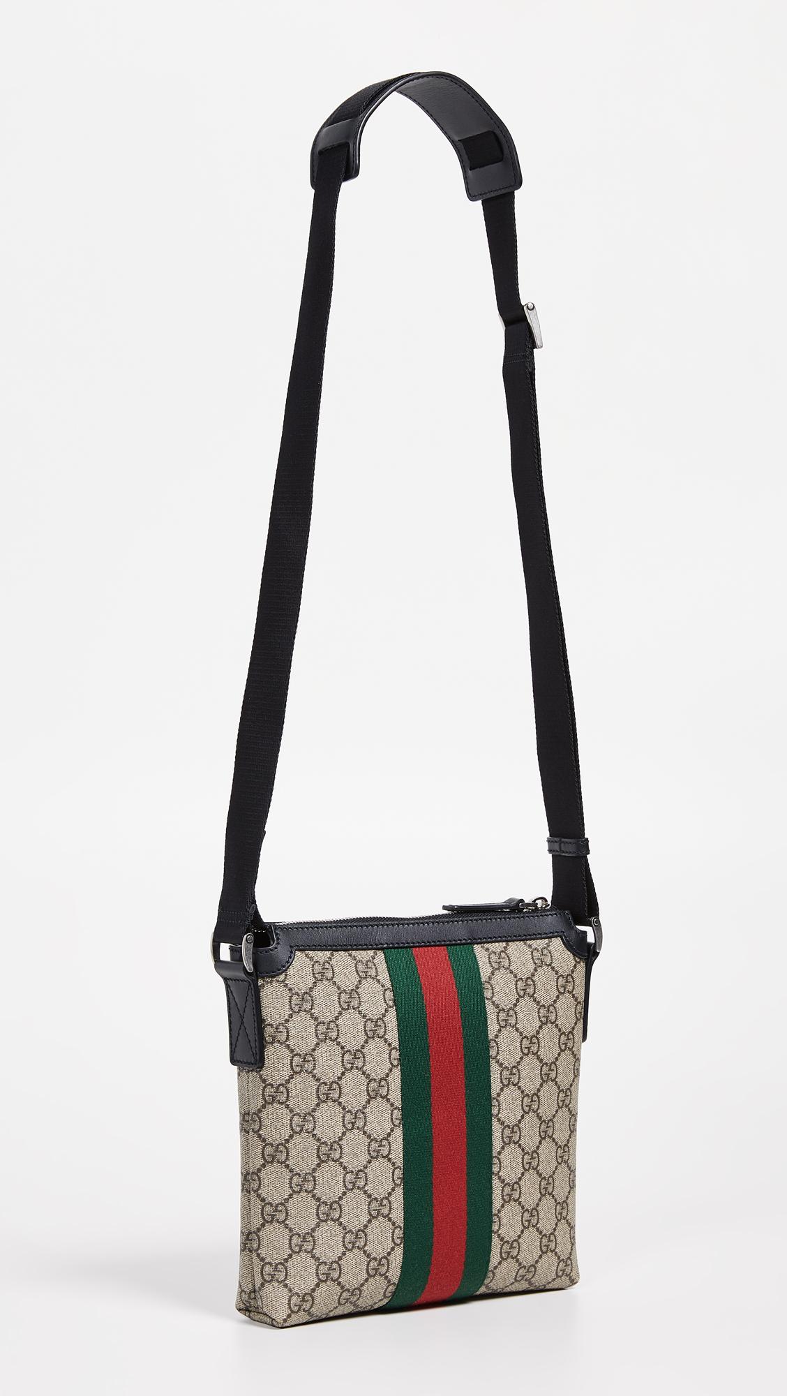 What Goes Around Comes Around Canvas Gucci Web Messenger Bag in Black - Lyst
