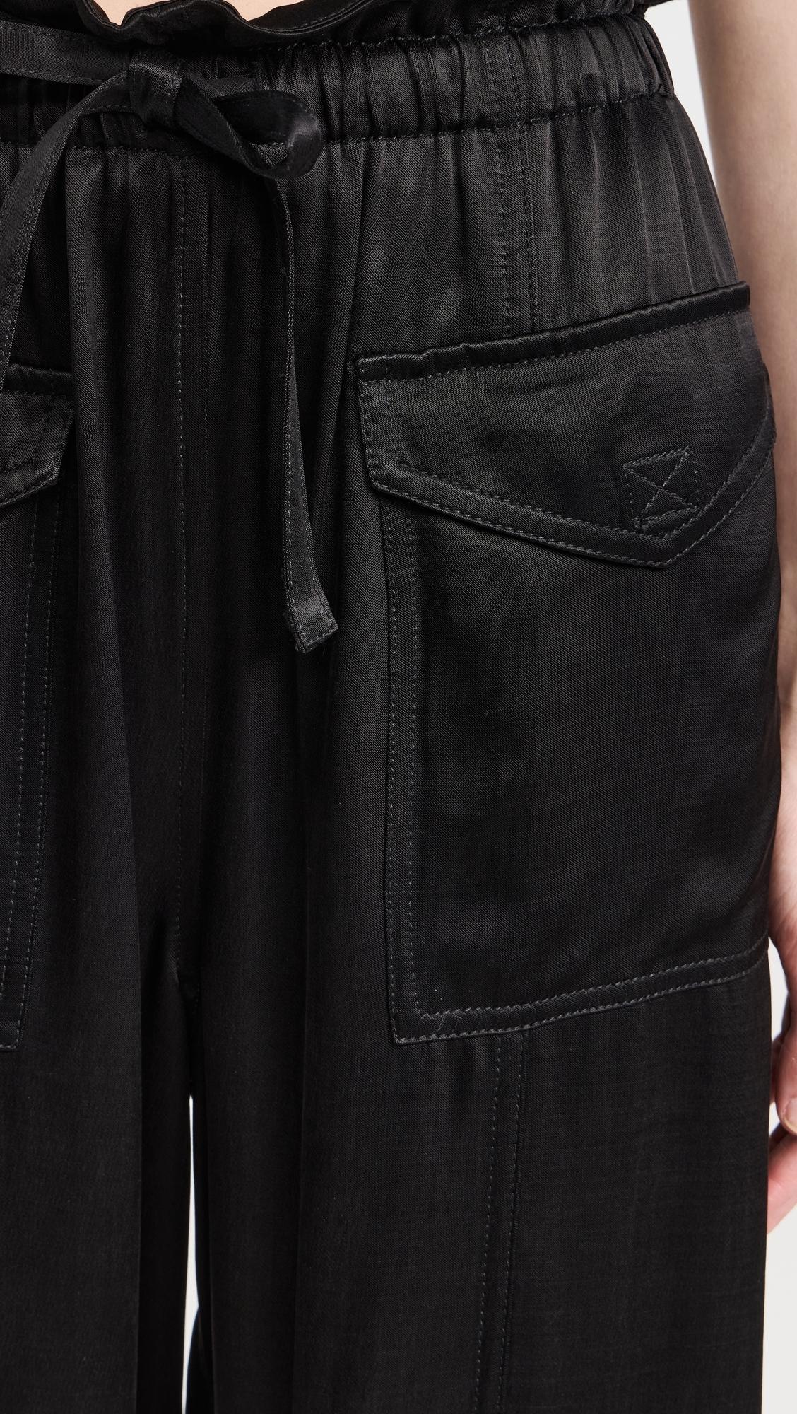Black Black Washed Satin Pocket Trousers