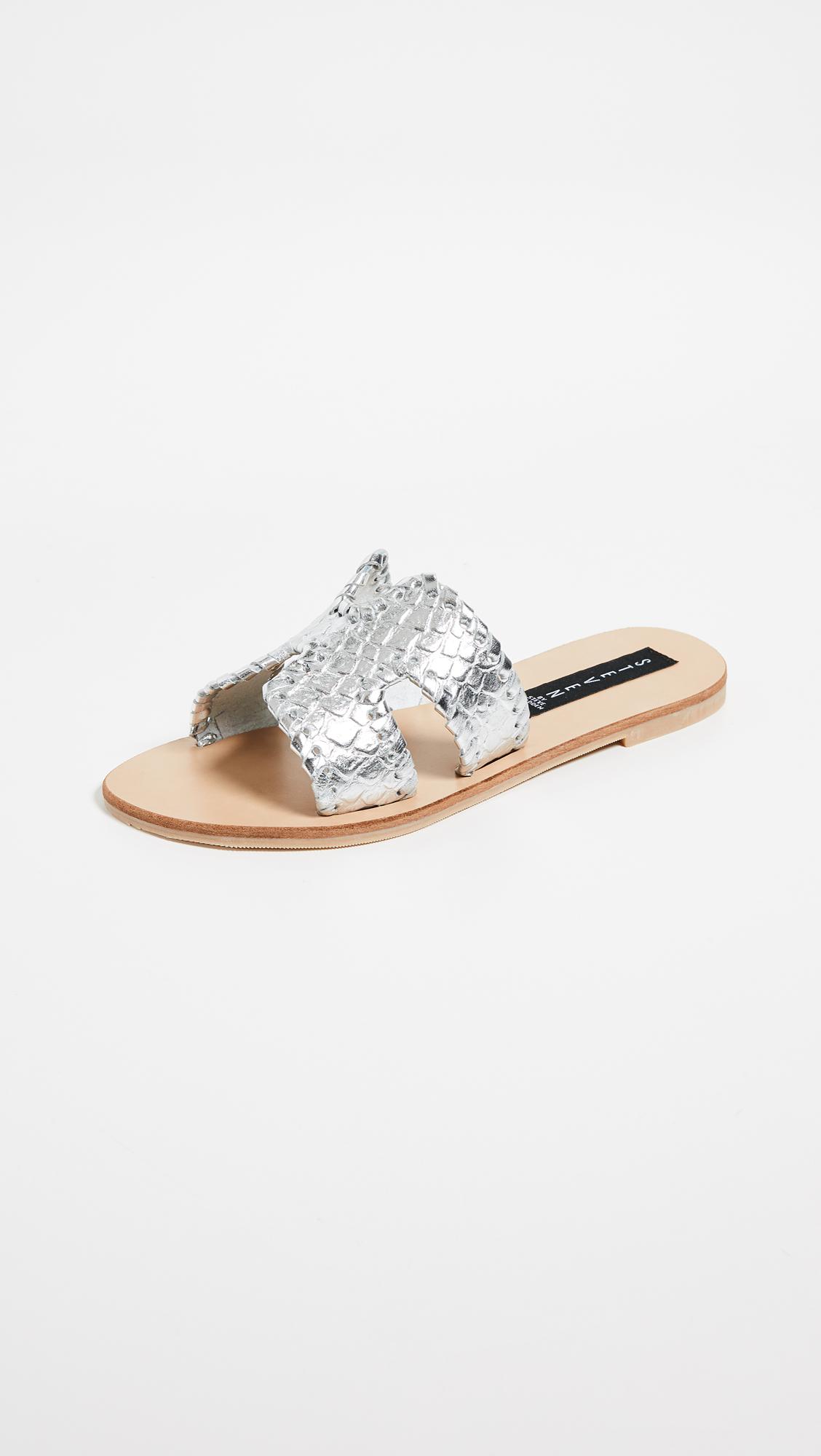 steve madden silver slides