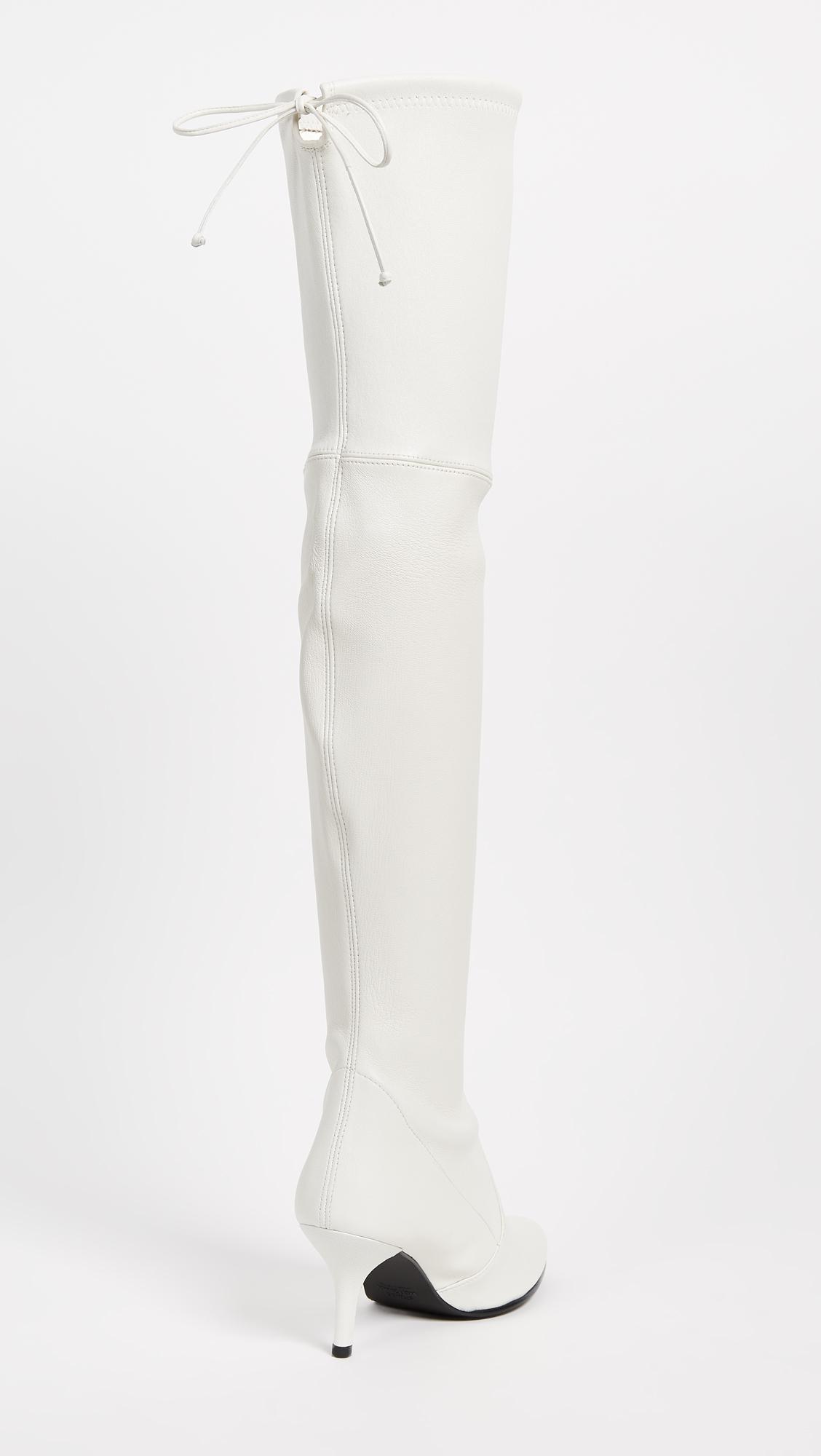 Stuart Weitzman Leather Tie Model Thigh High Boots in White - Lyst
