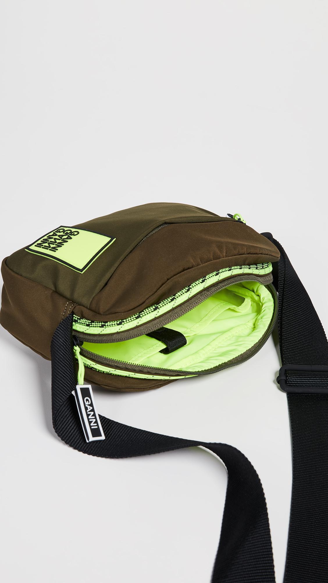 Ganni Tech Fabric Crossbody Bag in Green | Lyst