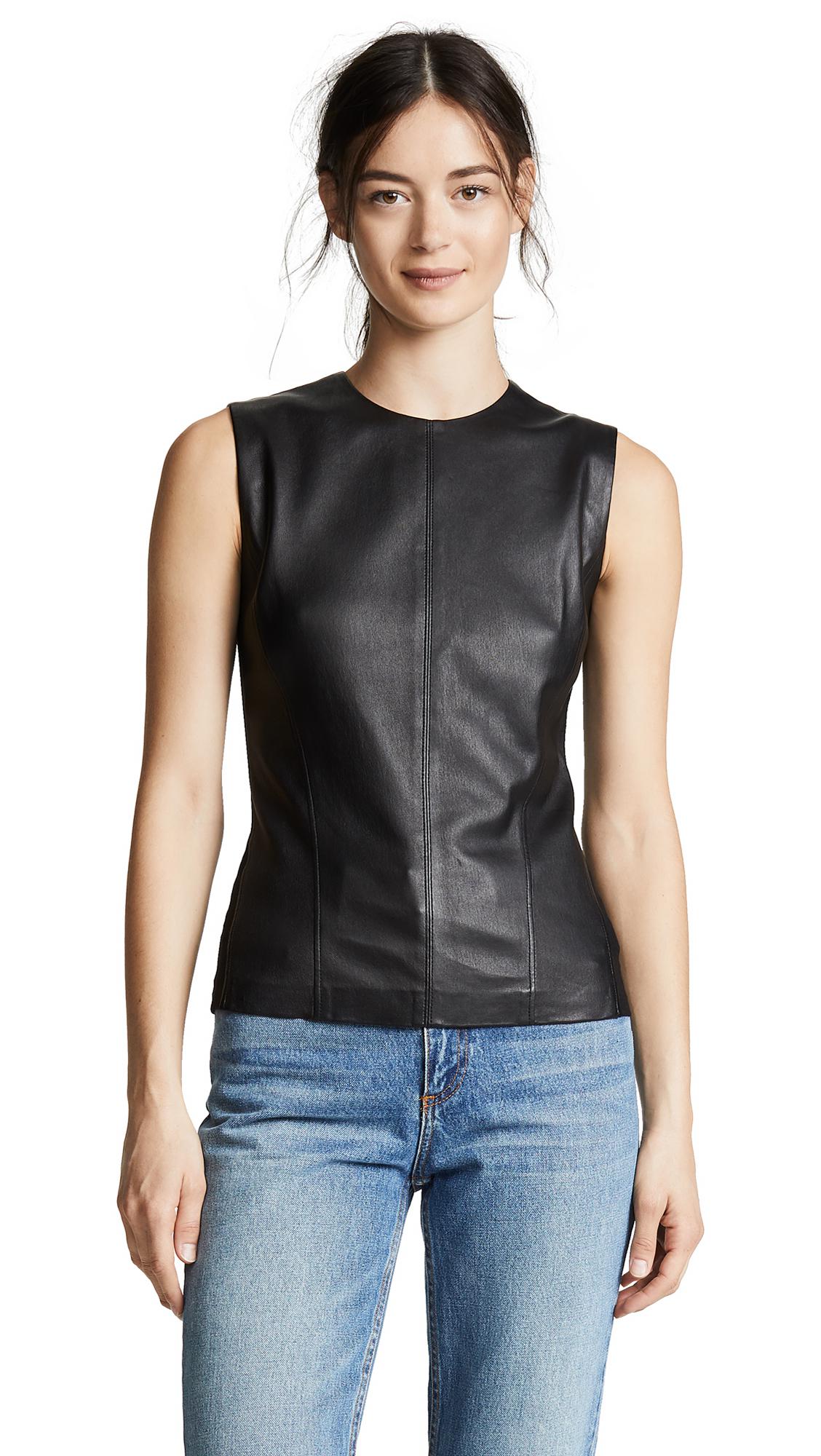 Theory Sleeveless Modern Seamed Shell in Black | Lyst