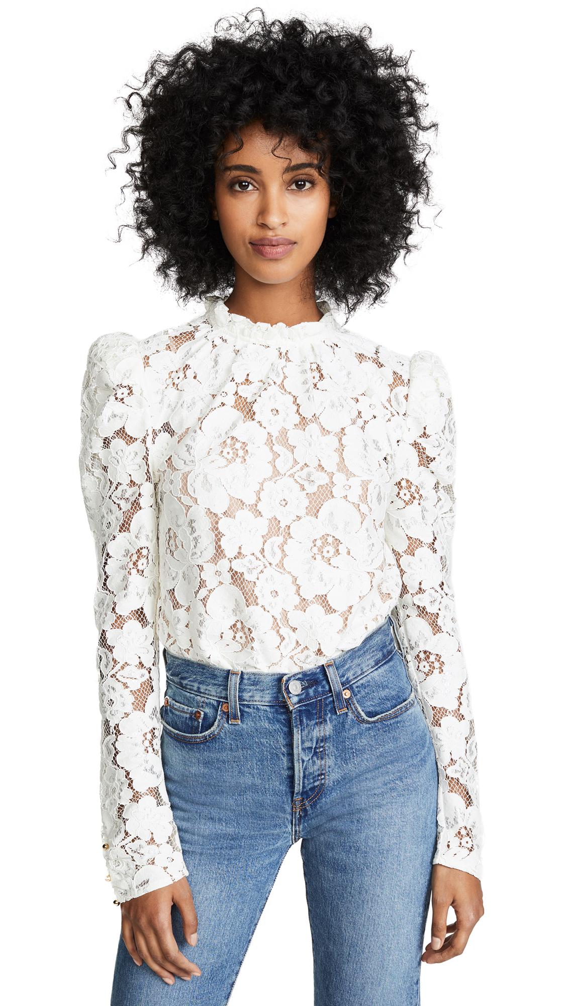 wayf emma puff sleeve lace dress