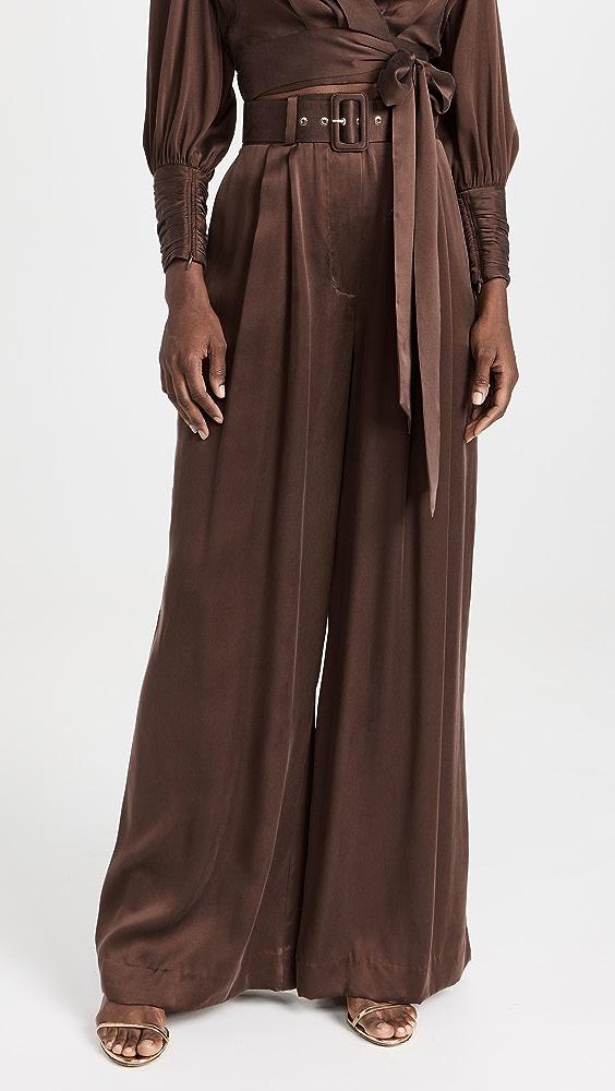 Zimmermann Silk Tuck Pants in Brown | Lyst