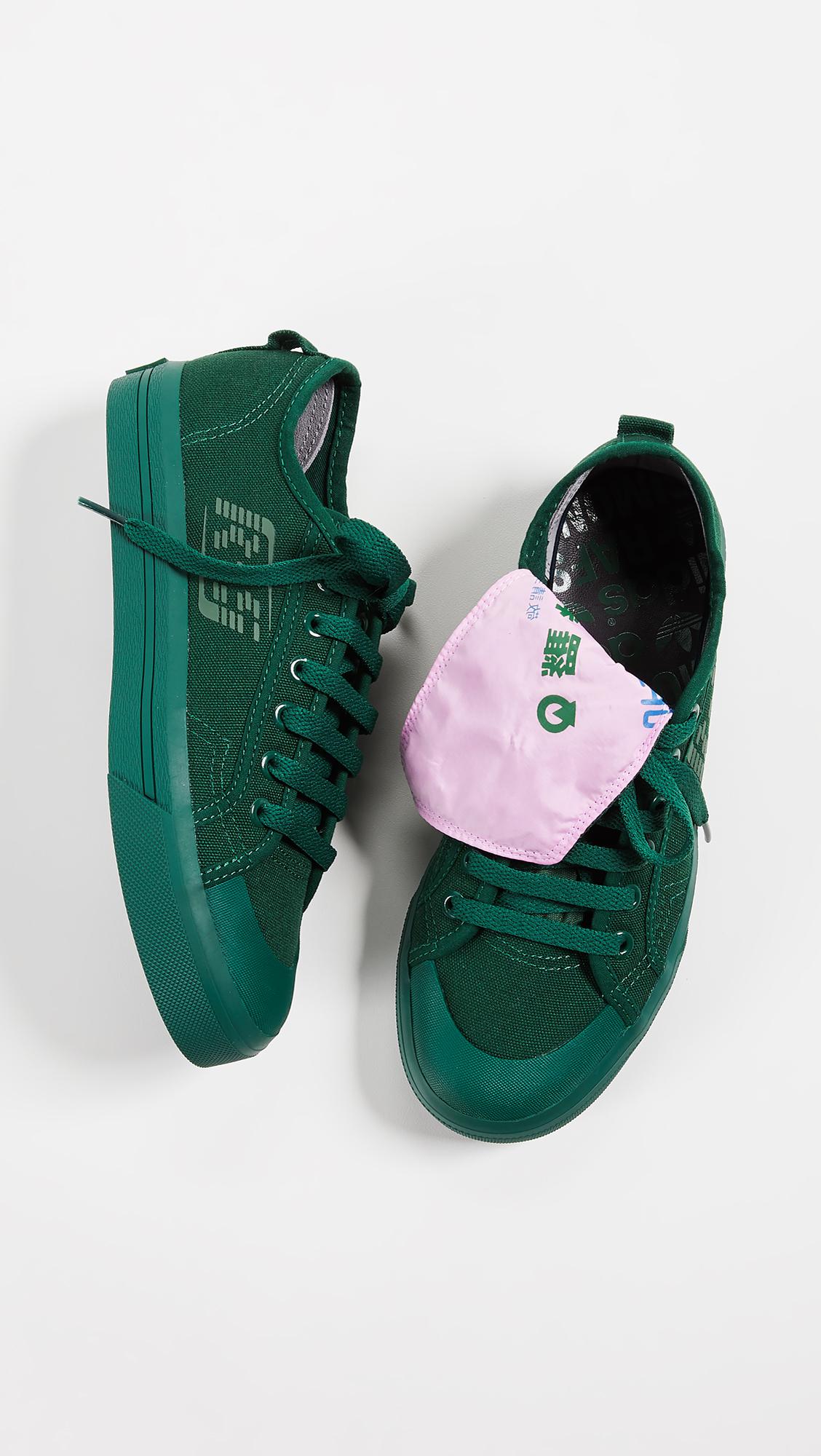 adidas Raf Simons Spirit Low Asymmetrical Tongue Sneakers in Dark Green/Pink - Lyst