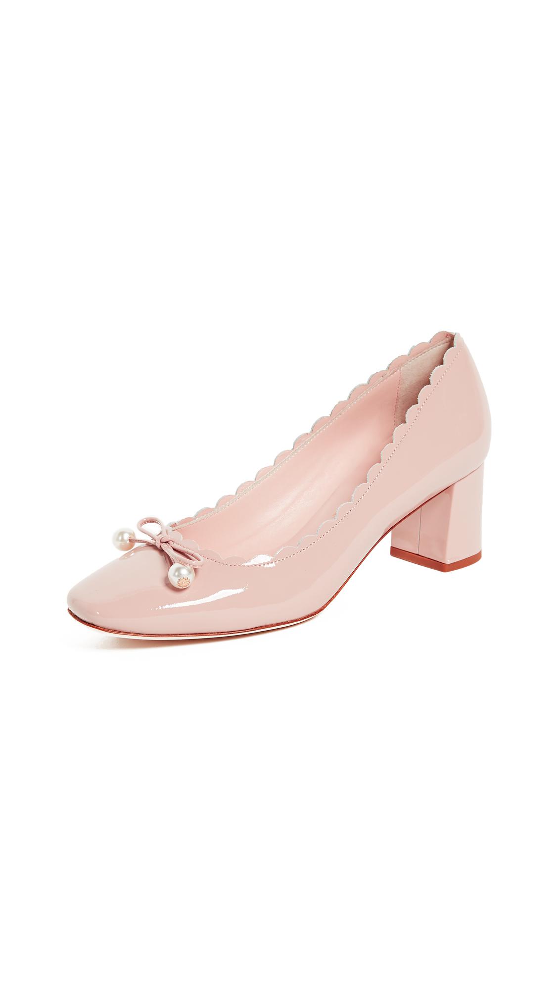 pale pink block heels