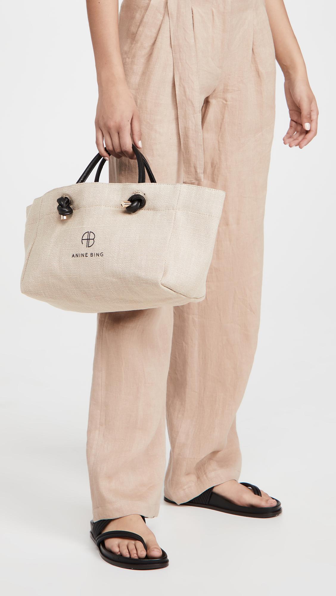Anine Bing Linen Mini Saffron Bag in Brown | Lyst