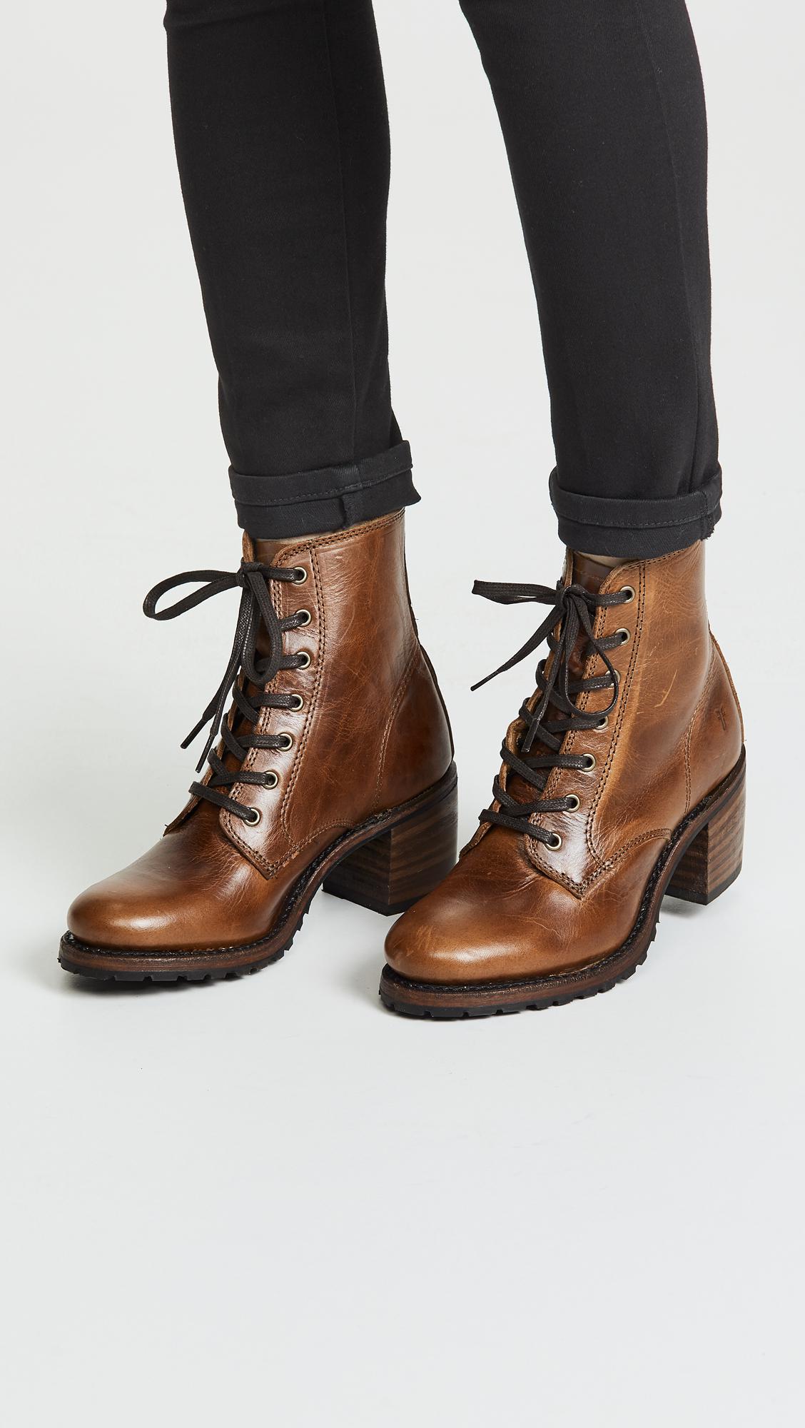Frye Leather Sabrina 6g Boots in Cognac 
