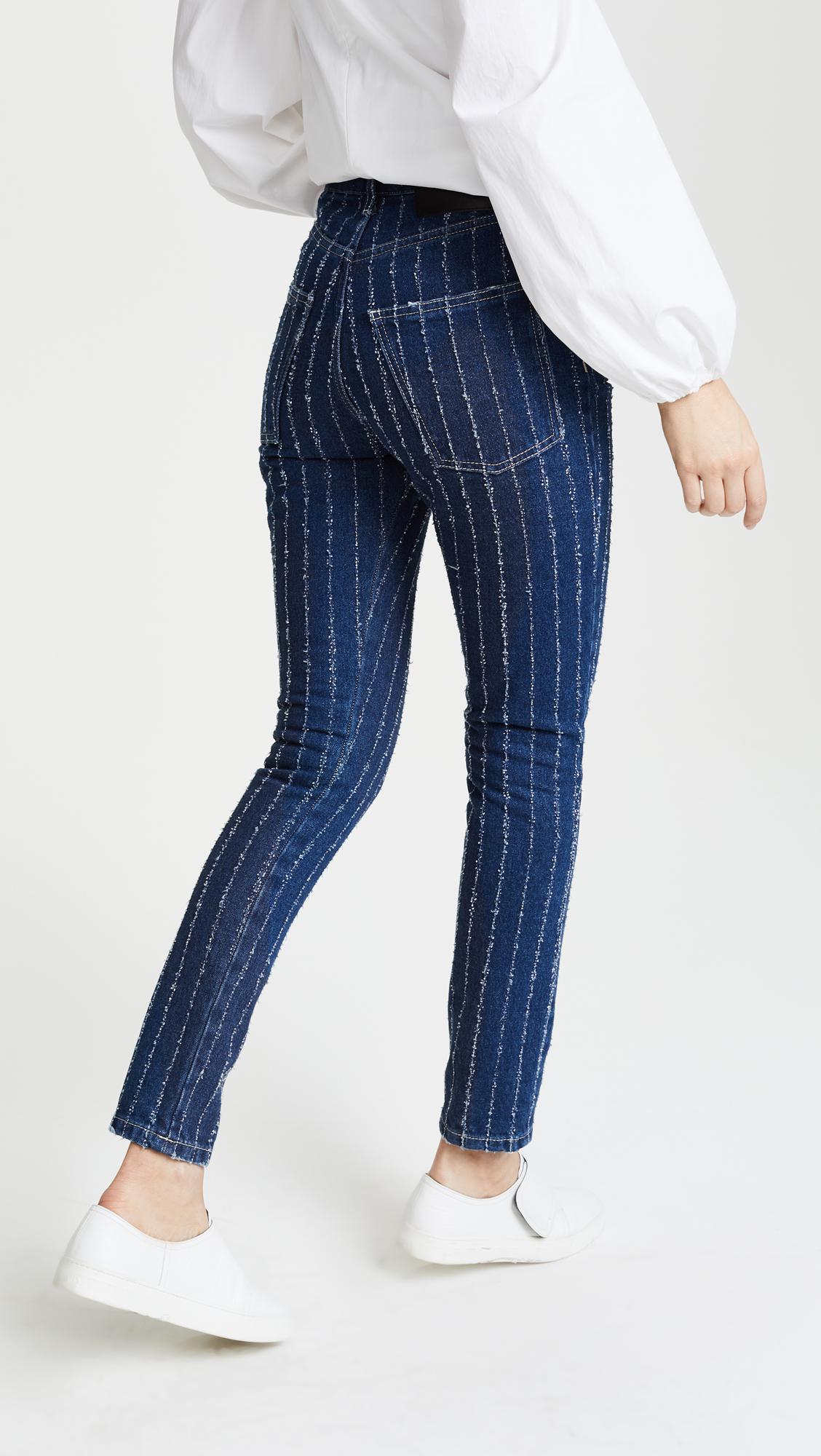 pinstripe blue jeans