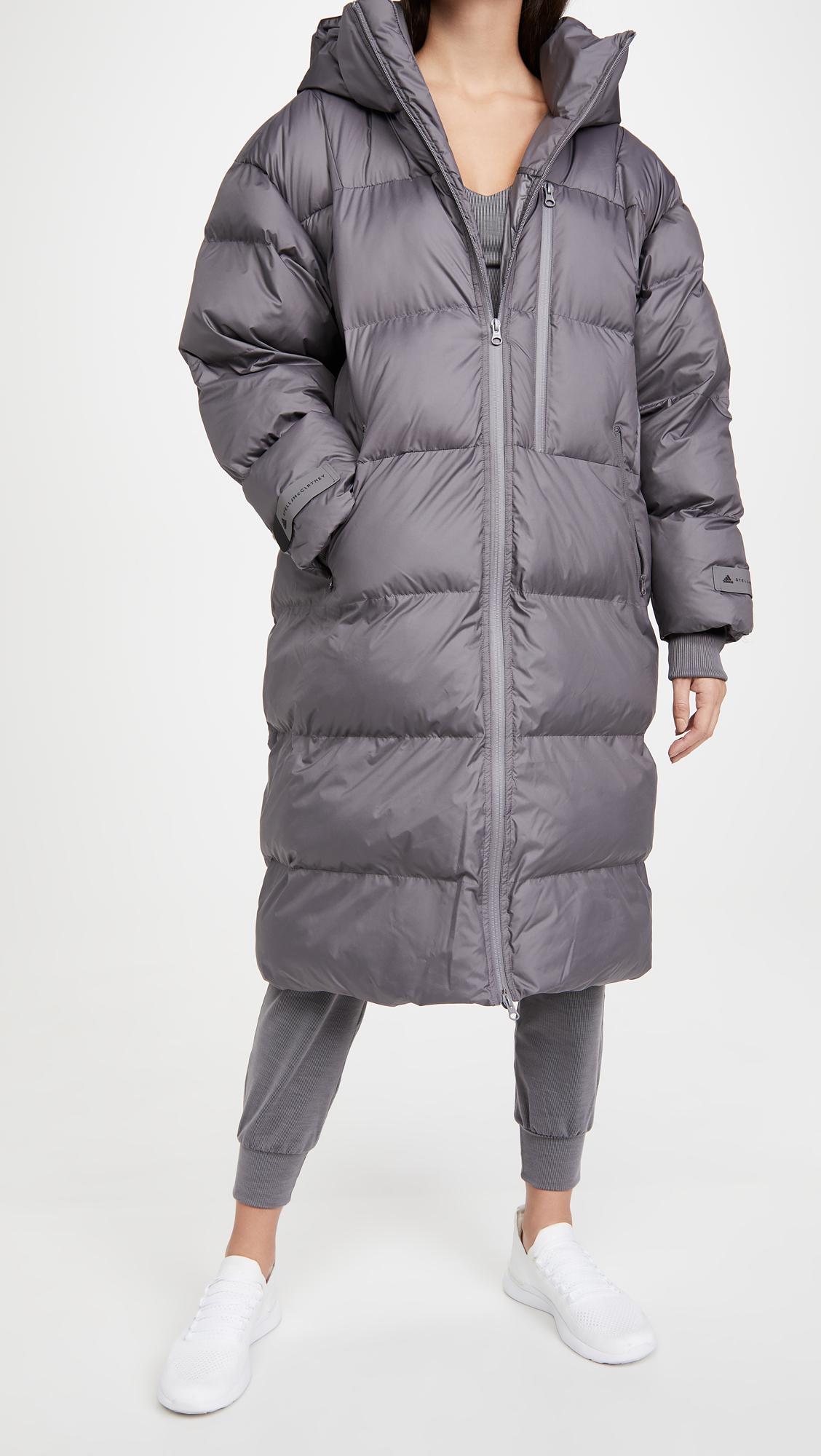 adidas By Stella McCartney Synthetic Long Puffer Jacket in Granite (Gray) |  Lyst