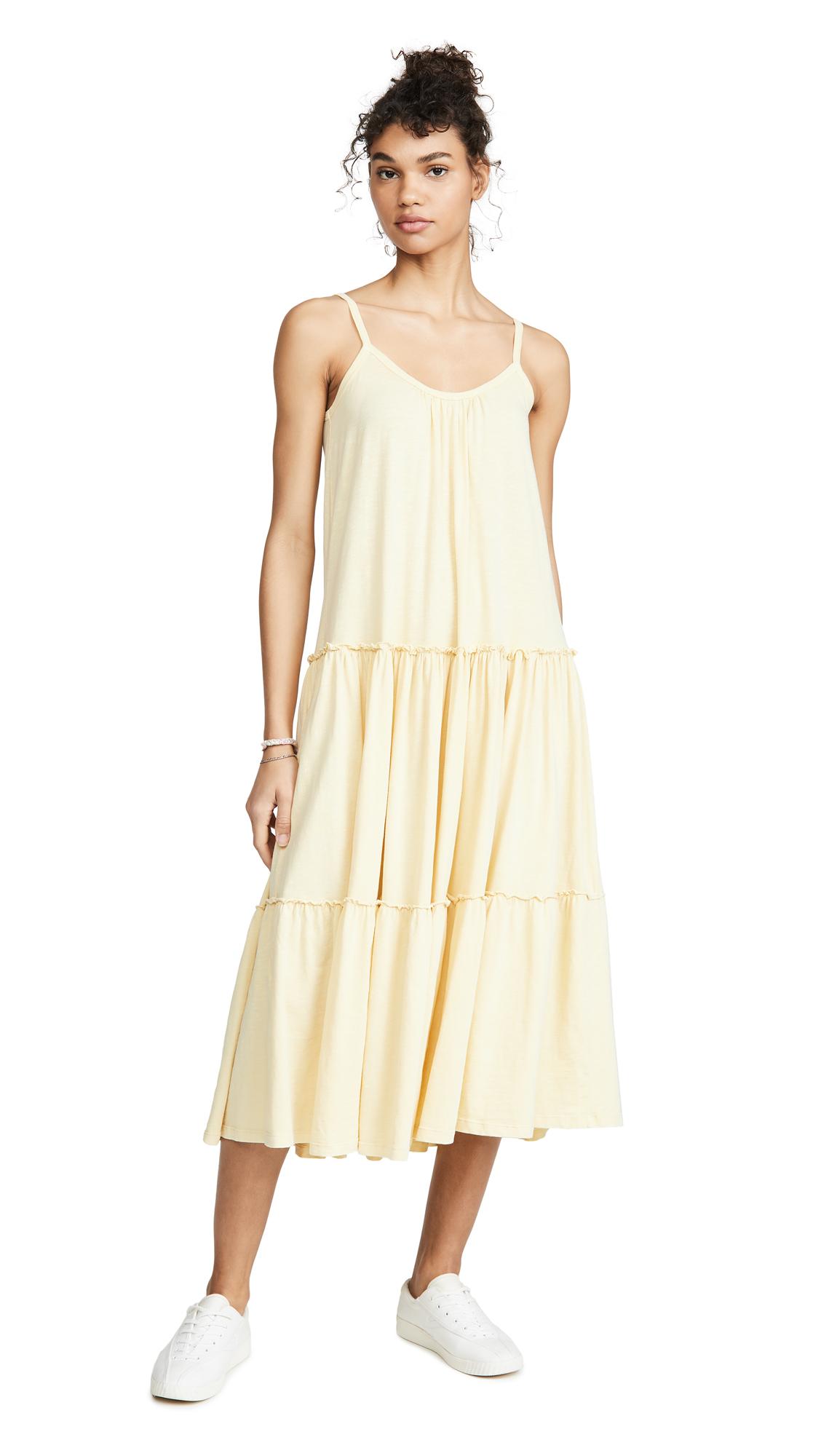 Sundry Cotton Tiered Midi Dress in Natural - Lyst