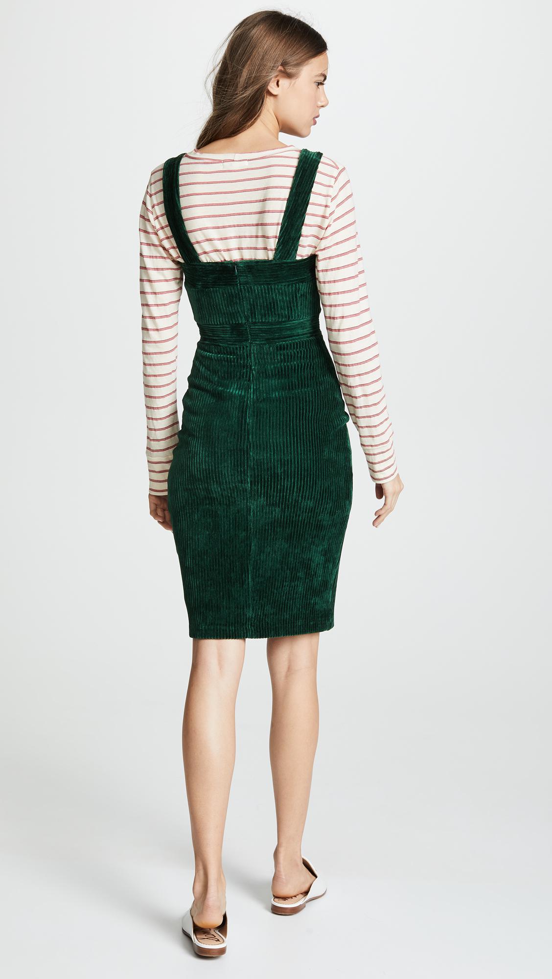 green corduroy jumper dress