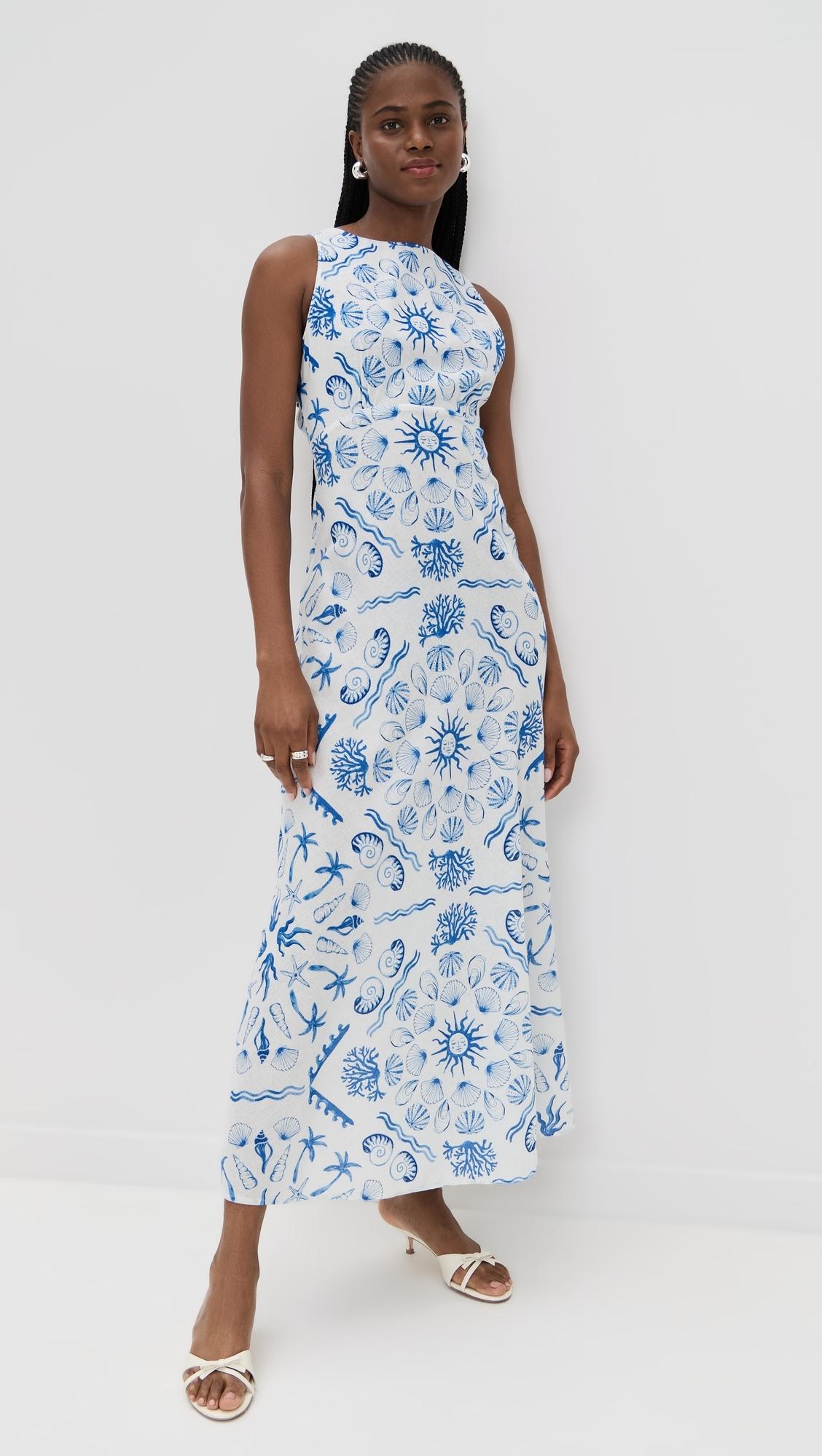 blue dress for kids Kid Girl Ruffled Boho Casual Maxi Dress with Pockets Blue, Blue / 6-7 Years main image 1