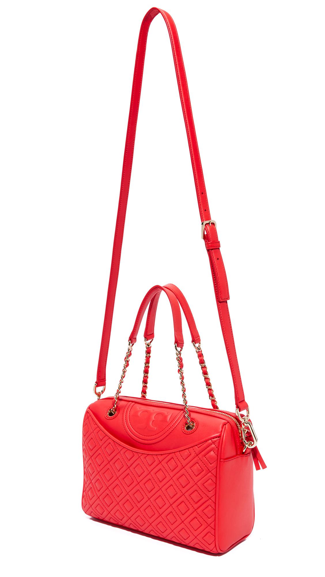 Tory Burch Fleming Duffel Bag in Red | Lyst