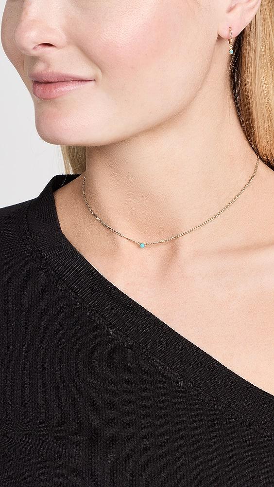 Zoe Chicco 14k Gold 3mm Bezel Turquoise Necklace in White Lyst