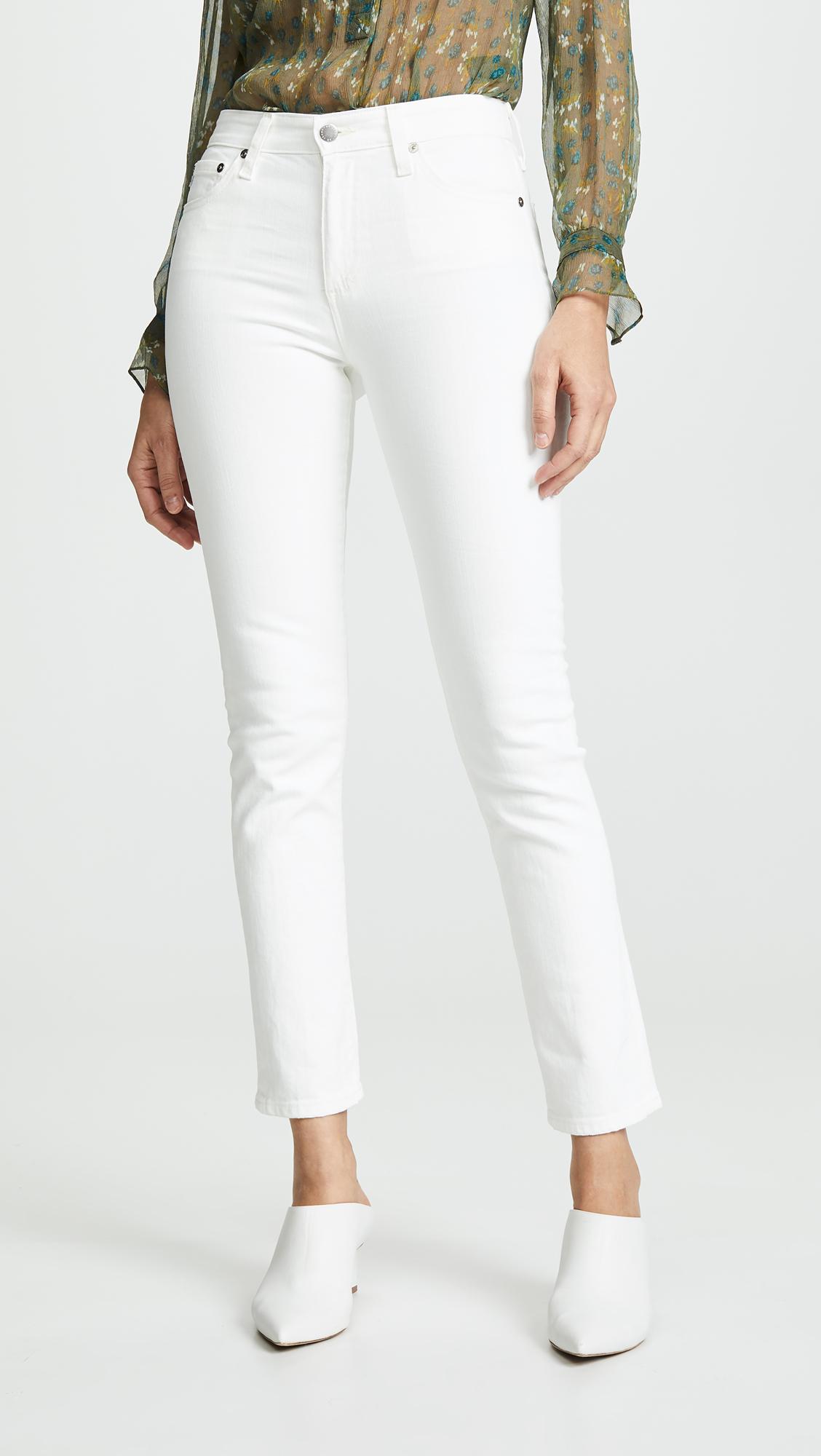 AG Jeans Mari Slim Straight Jeans in White | Lyst