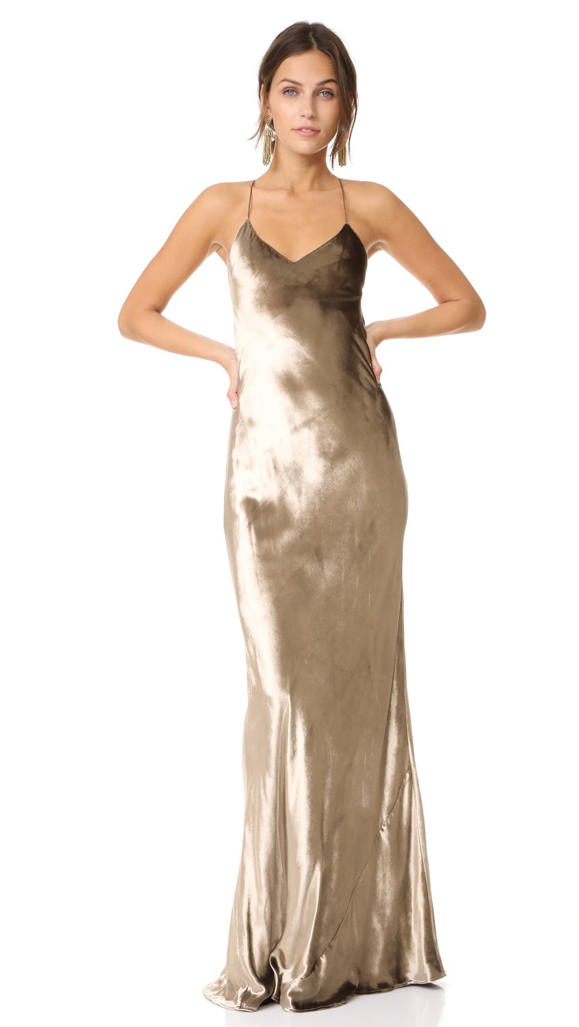 michelle mason gold dress
