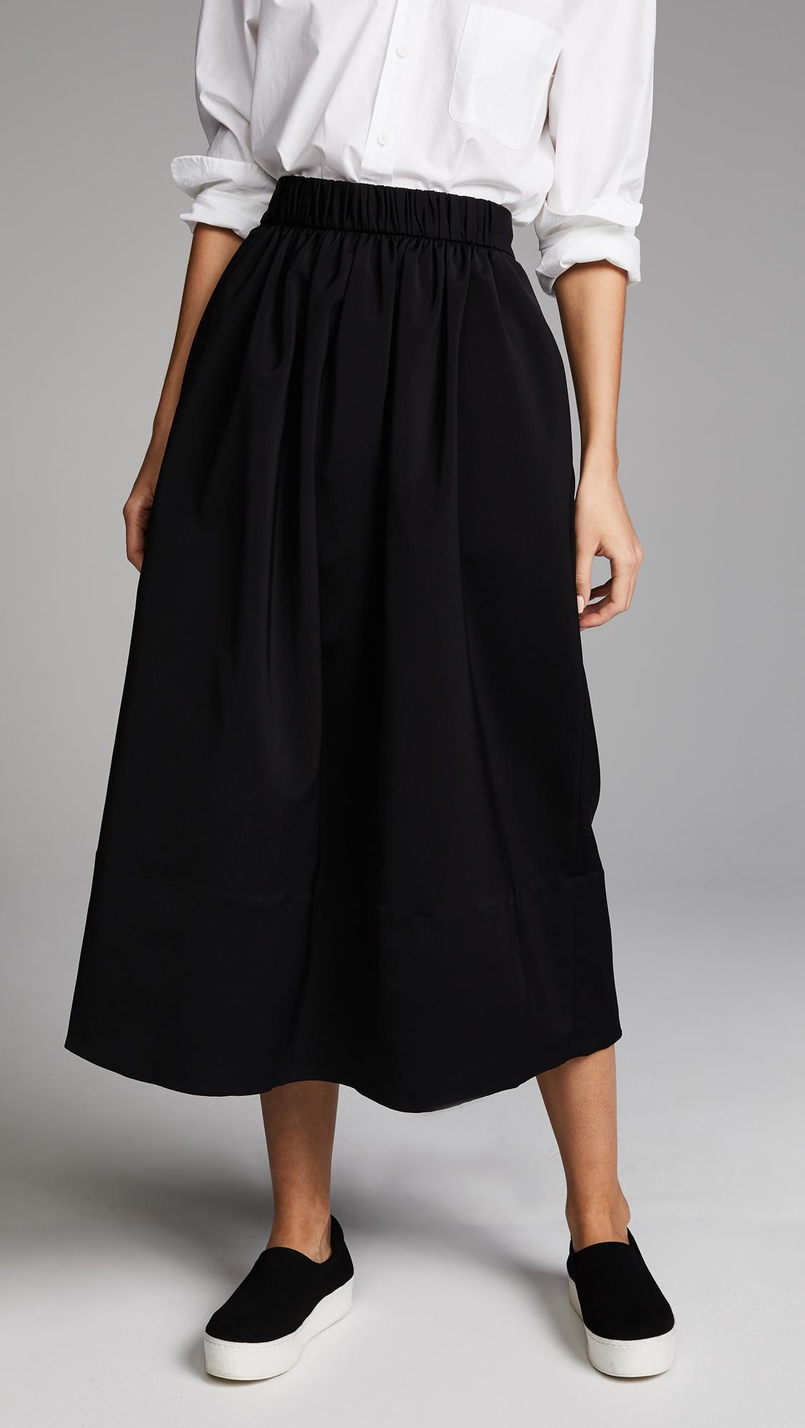 Tibi Synthetic Smocked Waistband Full Skirt in Black Lyst