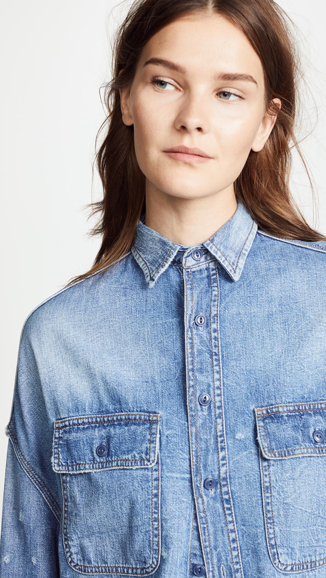 cropped denim shirt