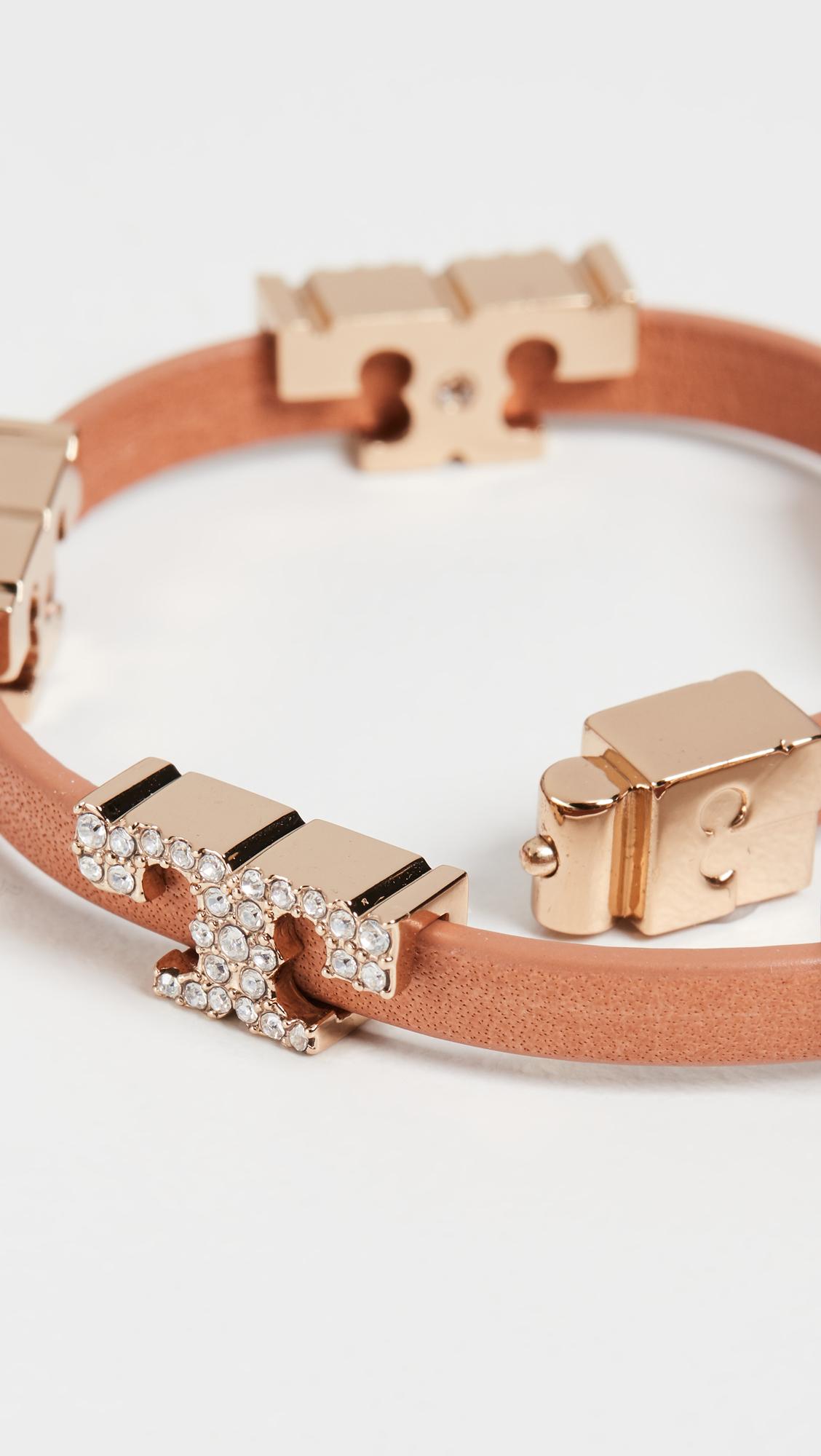 Tory Burch Leather Serift Stackable Pave Bracelet in Metallic Lyst