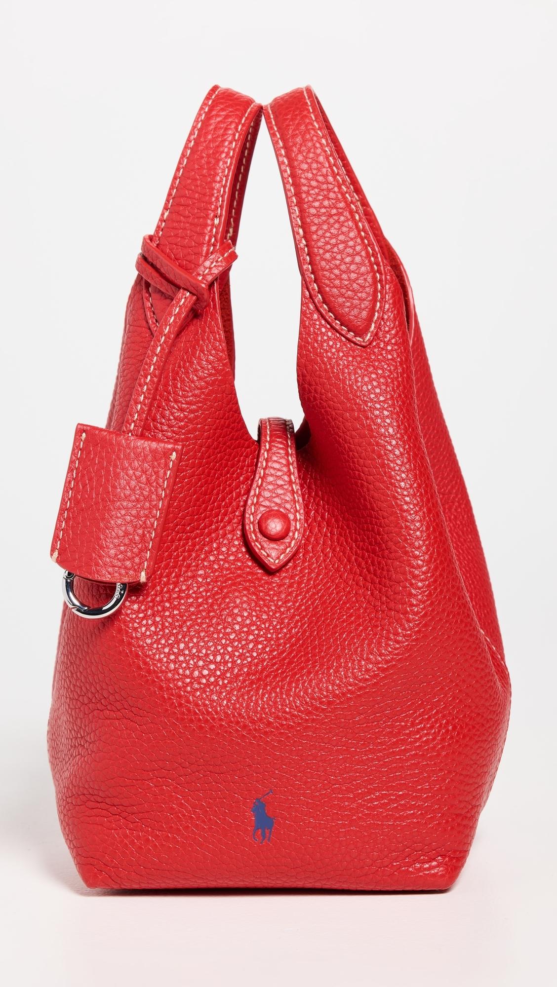 Polo Ralph Lauren Shiny Drum Pebble Crossbody Bag in Red