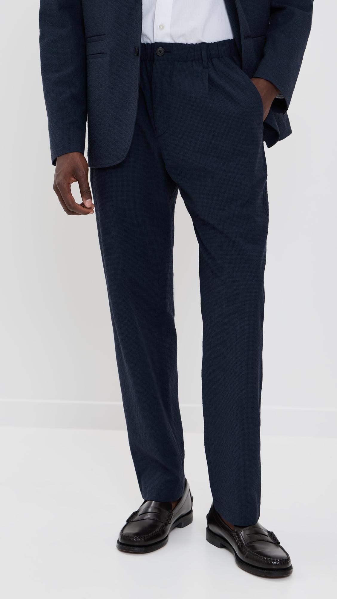 Club Monaco Elasticated Seersucker Trousers in Blue for Men | Lyst