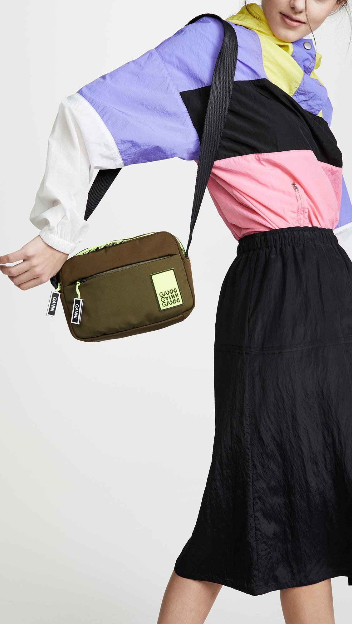 Ganni Tech Fabric Crossbody Bag in Green - Lyst