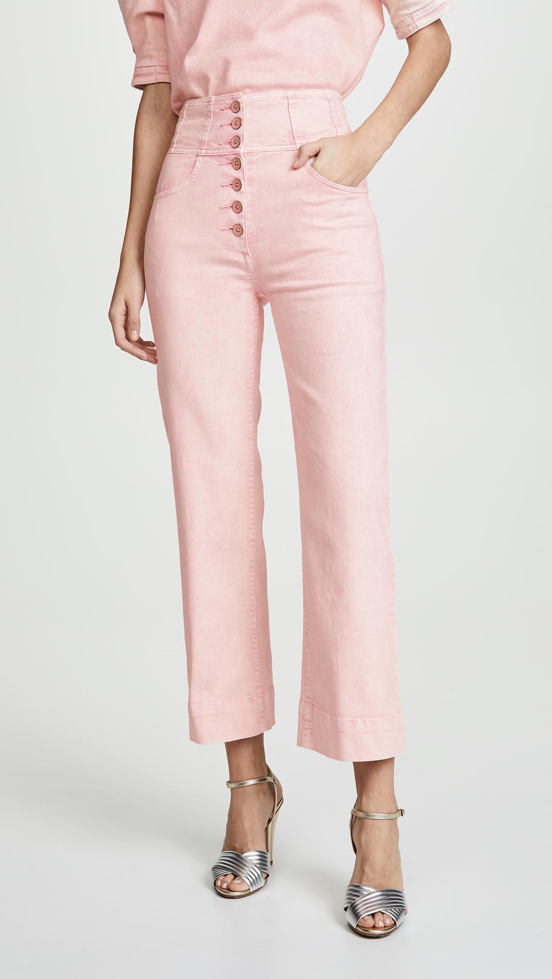 Ulla Johnson Ellis Exposed Button Trouser Jeans in Pink | Lyst