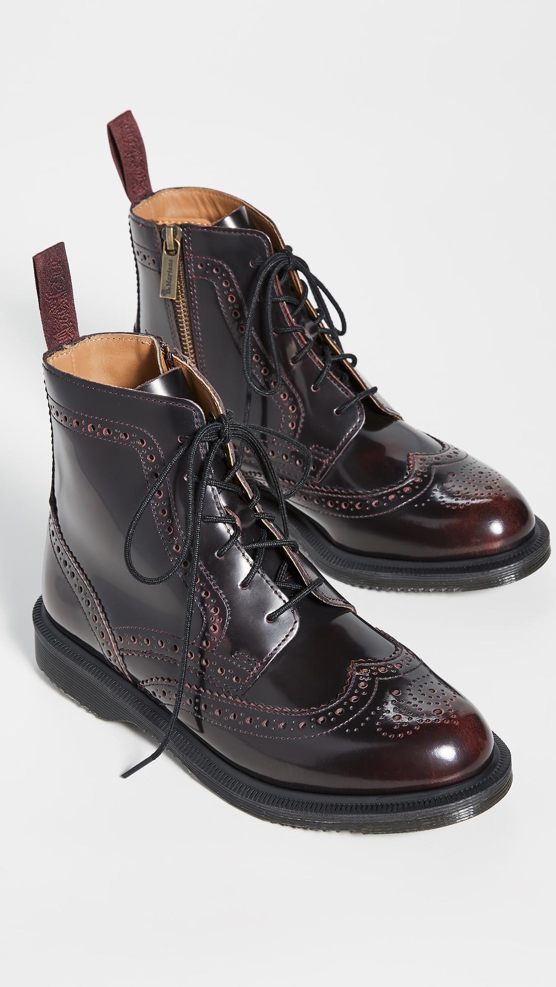 Dr. Martens Leather Delphine 6 Eye Brogue Boots in Cherry Red (Black) - Lyst