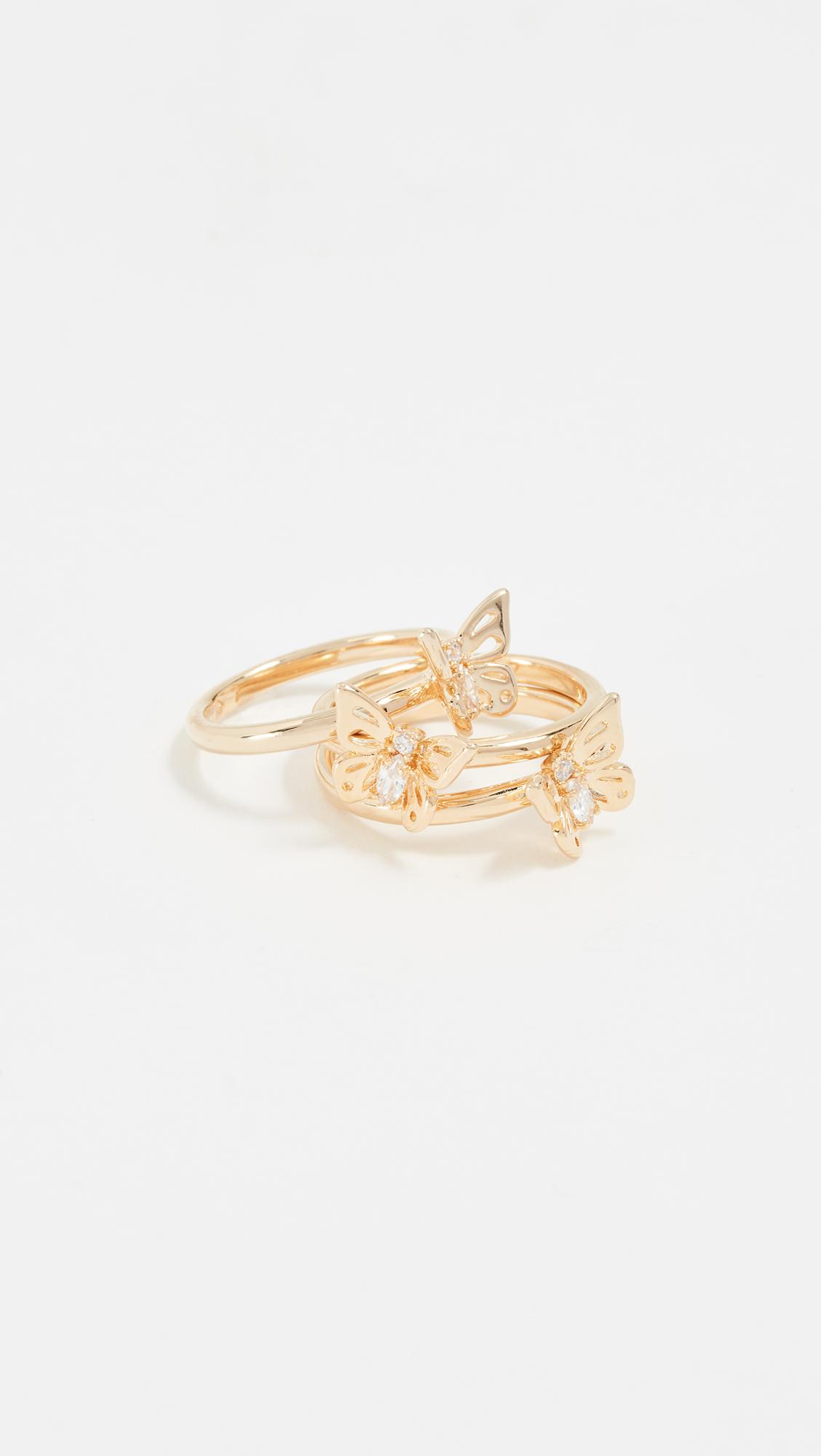 Kate Spade Social Butterfly Stackable Ring Set in Metallic | Lyst