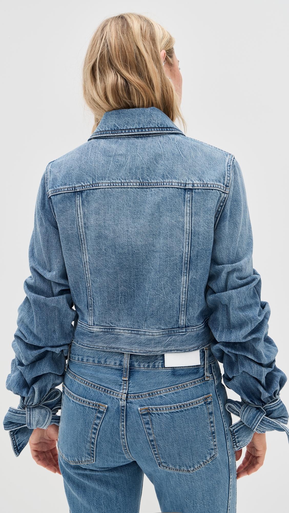 Alice + Olivia Tiff Denim Jacket With Bow Sleeve in Blue | Lyst