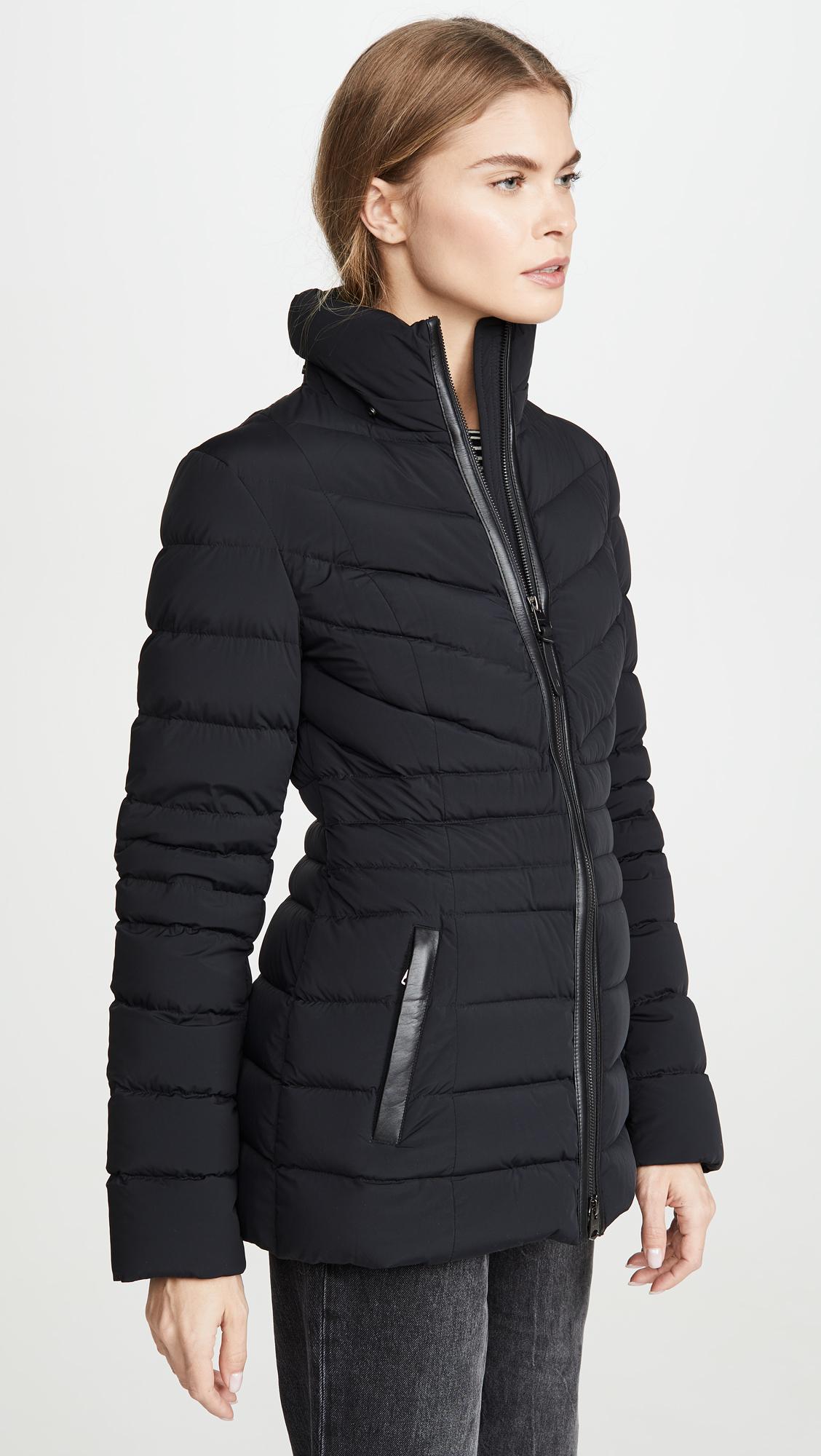 Mackage Leather Patsy Lightweight Down Jacket With Removable Hood In ...