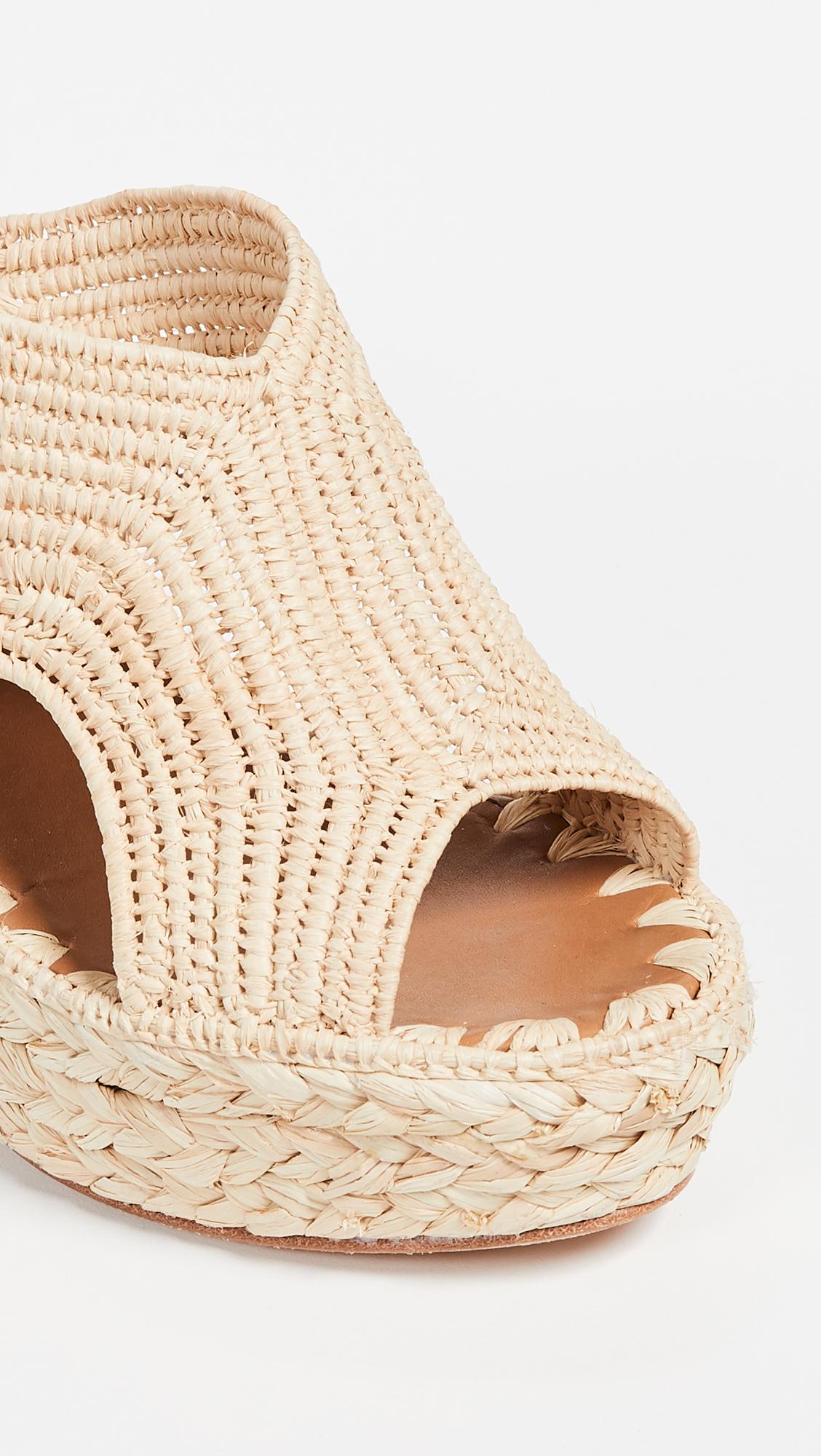 Carrie Forbes Lina Wedge Mules in Natural | Lyst