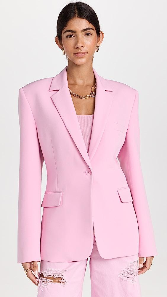 LAPOINTE Matte Crepe Broad Shoulder Blazer in Pink Lyst