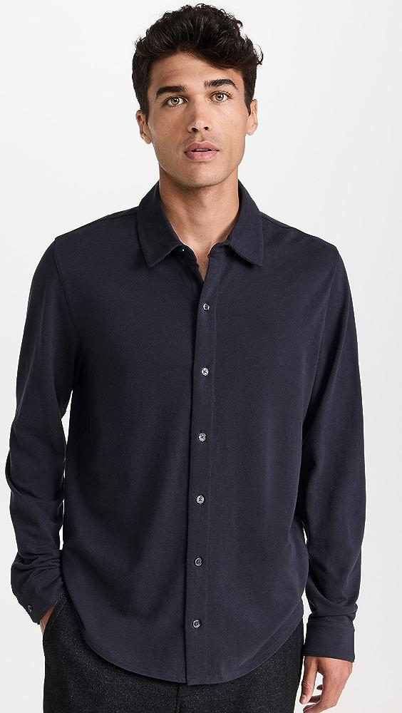 Vince Pique Button Down Shirt in Blue for Men | Lyst