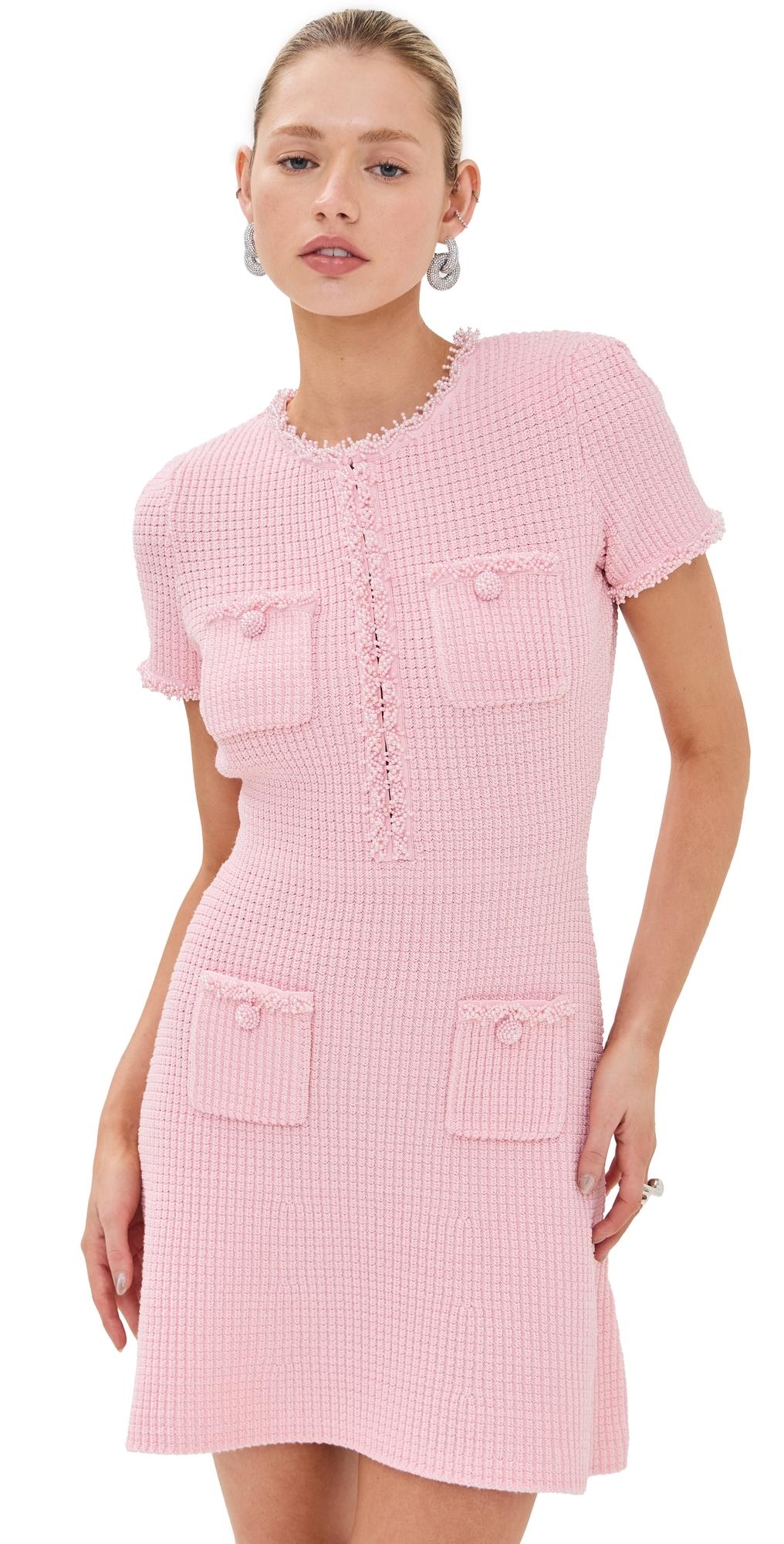 self portrait textured knit mini dress Self-Portrait in Pink Clutch bag