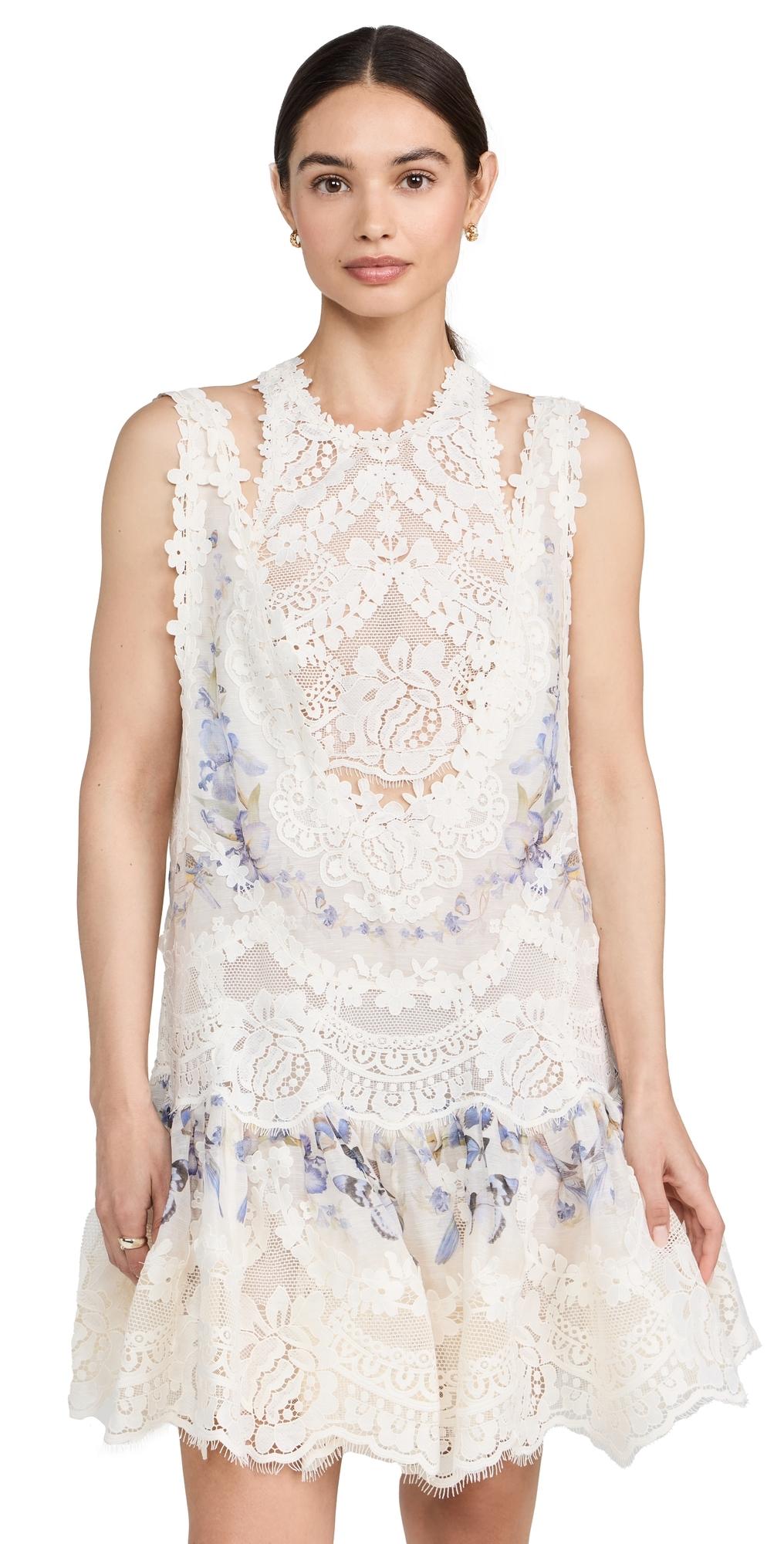 Zimmermann Natura Lace Patch Mini Dress in Natural | Lyst