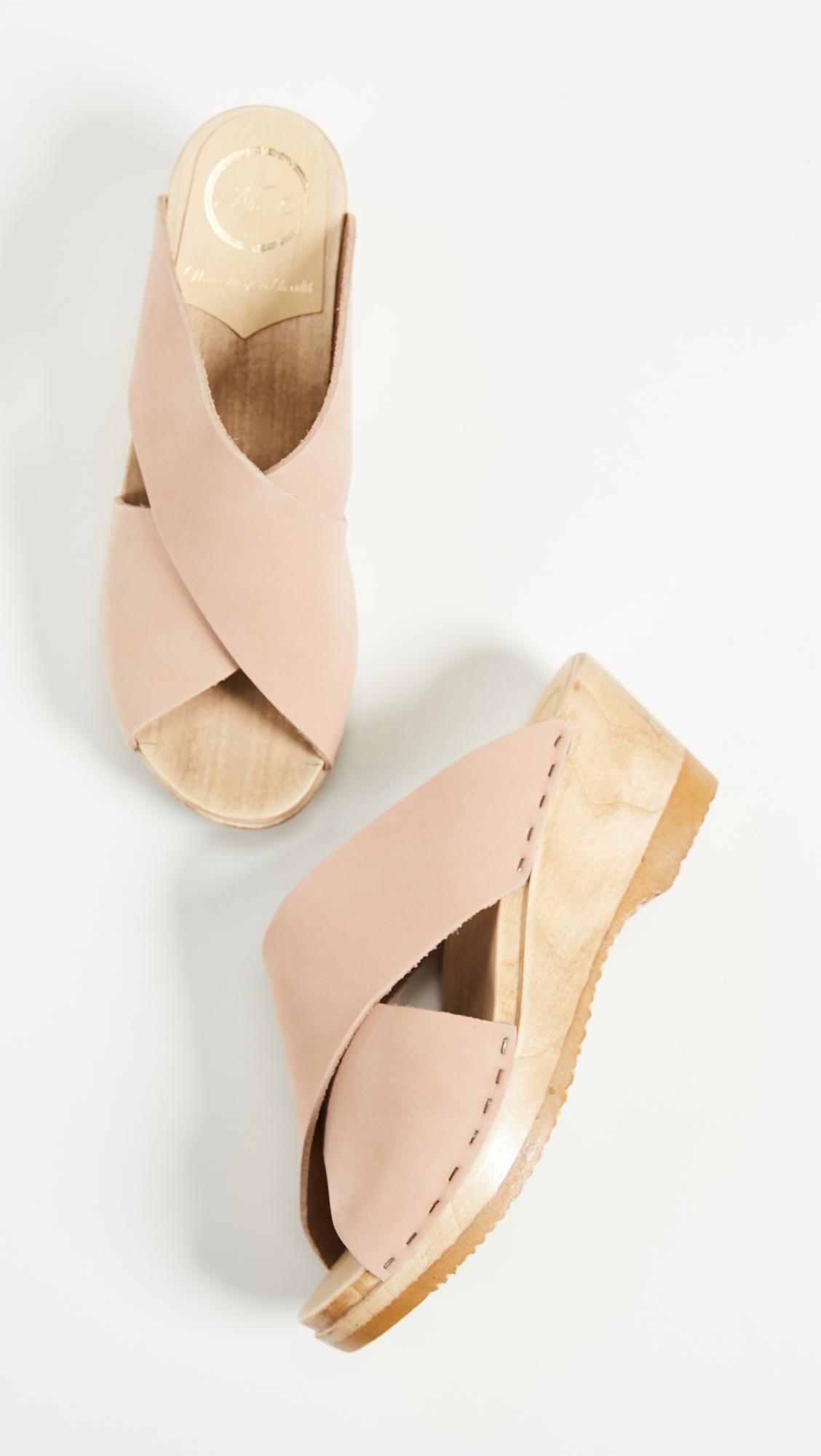 No. 6 Leather Frida Wedge Clogs in Pink Sand (Natural) | Lyst