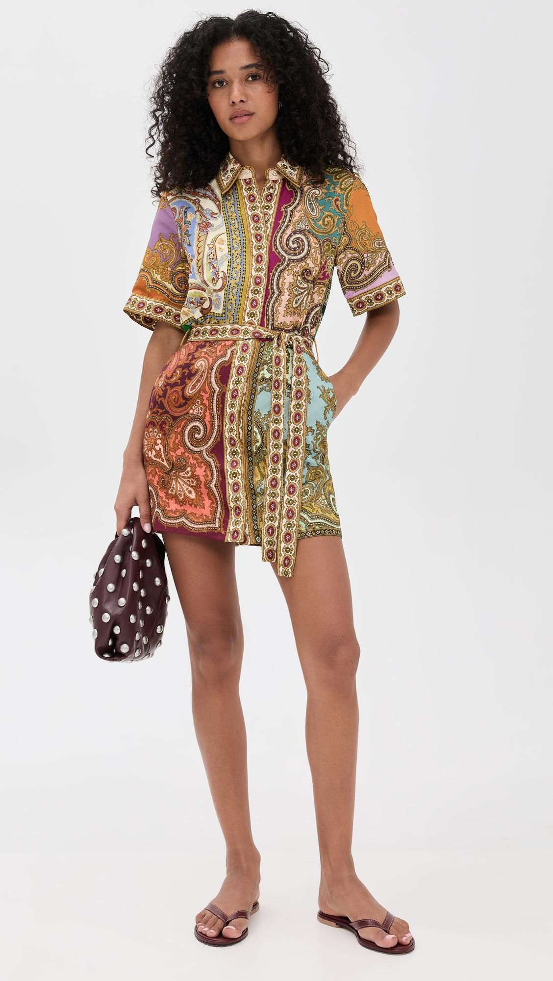 knee length dresses for ladies Alemais Clemenza Spliced Mini Dress Paisley Print Size 10