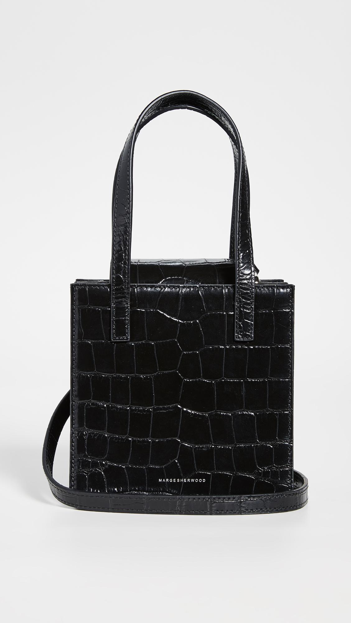 Marge Sherwood Black Croc Medium Boston Bag