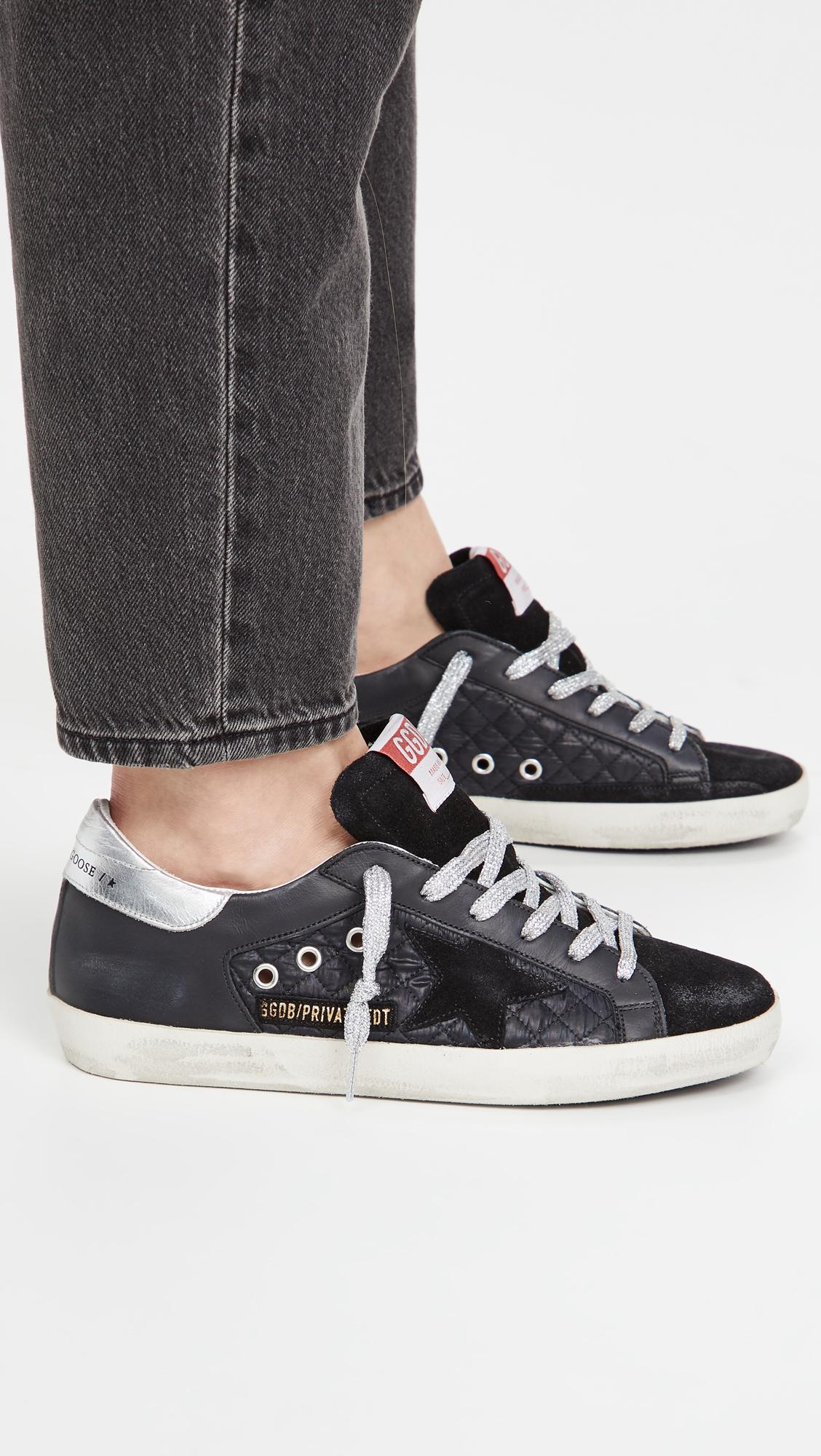 Golden Goose Leather Superstar Quilted Sneakers in Black/Silver (Black) |  Lyst
