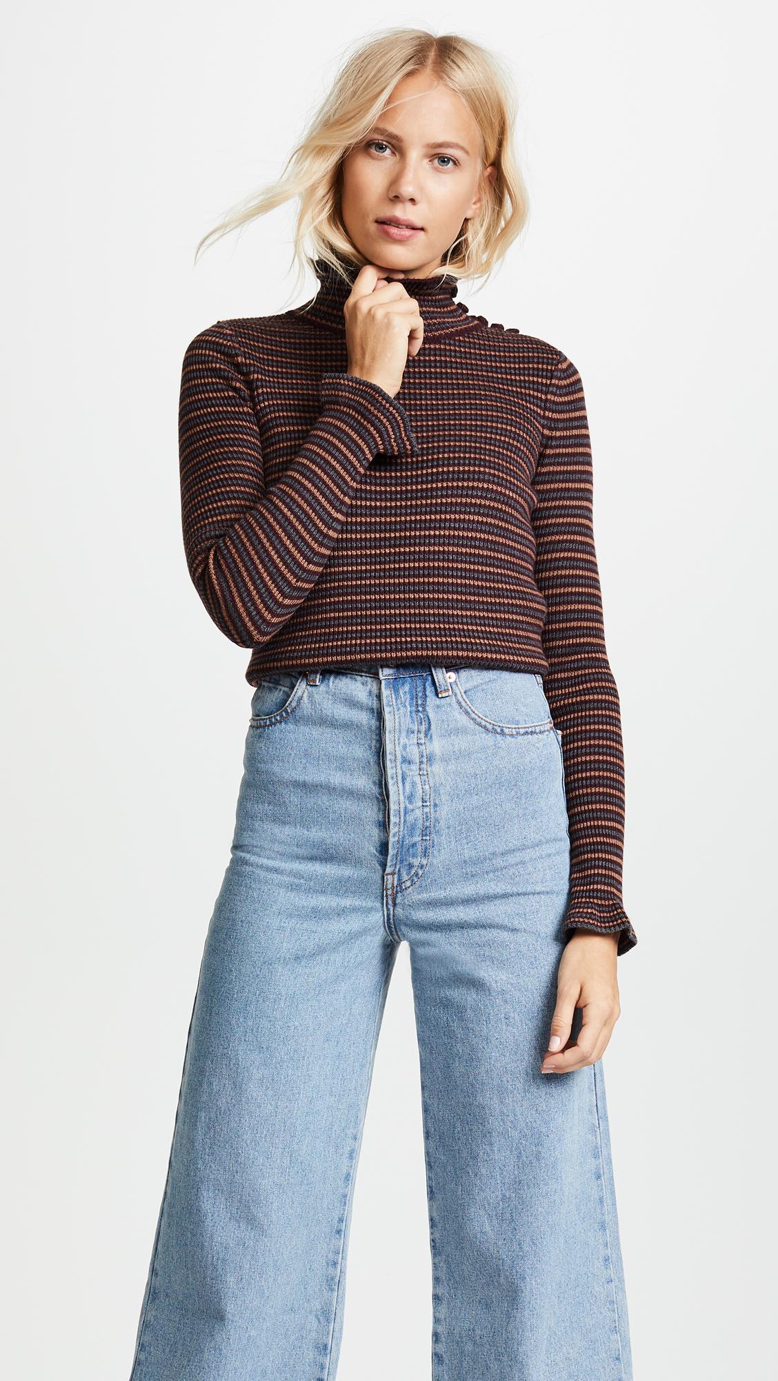 See By Chloé Striped Wool Sweater in Dark Brown (Brown) | Lyst