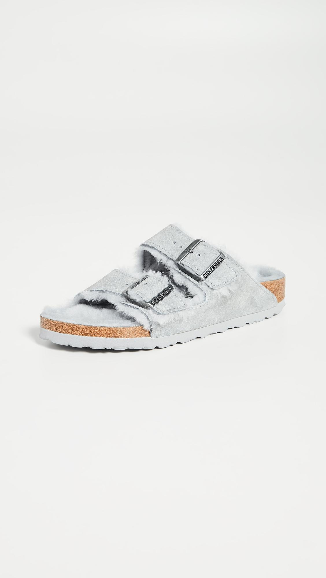 gray shearling birkenstock