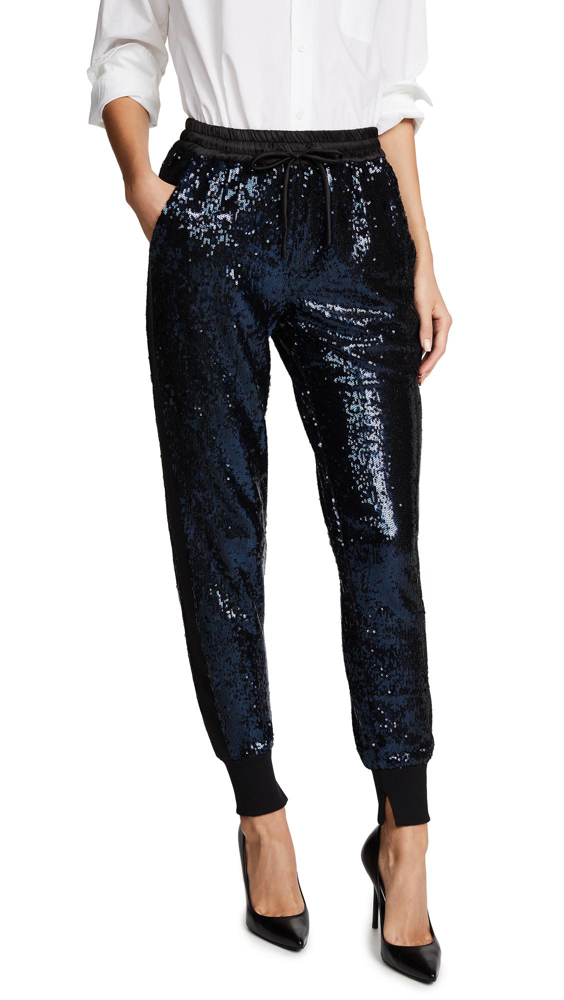 Kendall + Kylie Satin Sequin Joggers in Navy (Blue) - Lyst