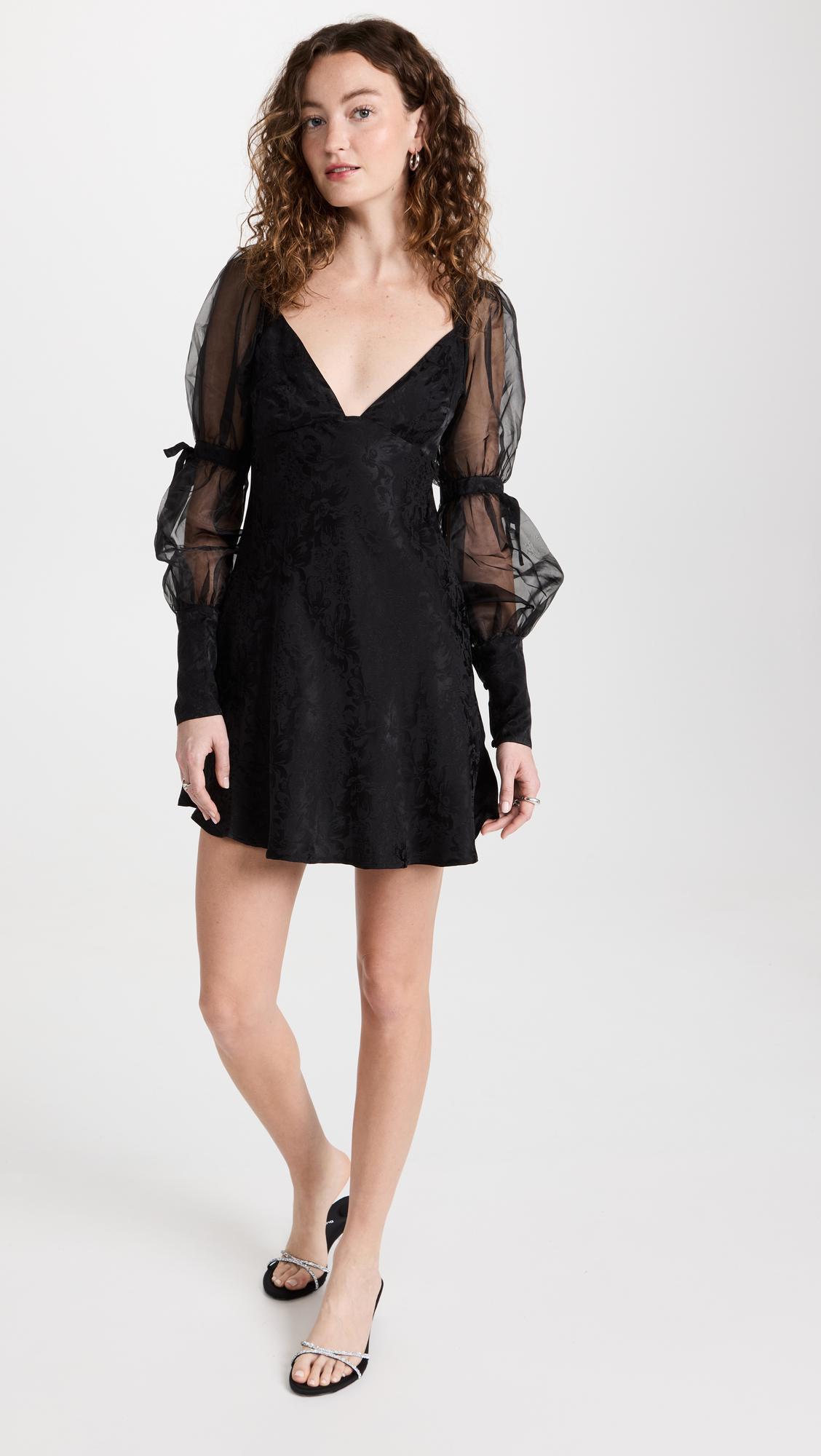For Love & Lemons Gabrielle Puff Sleeve Mini Dress in Black | Lyst