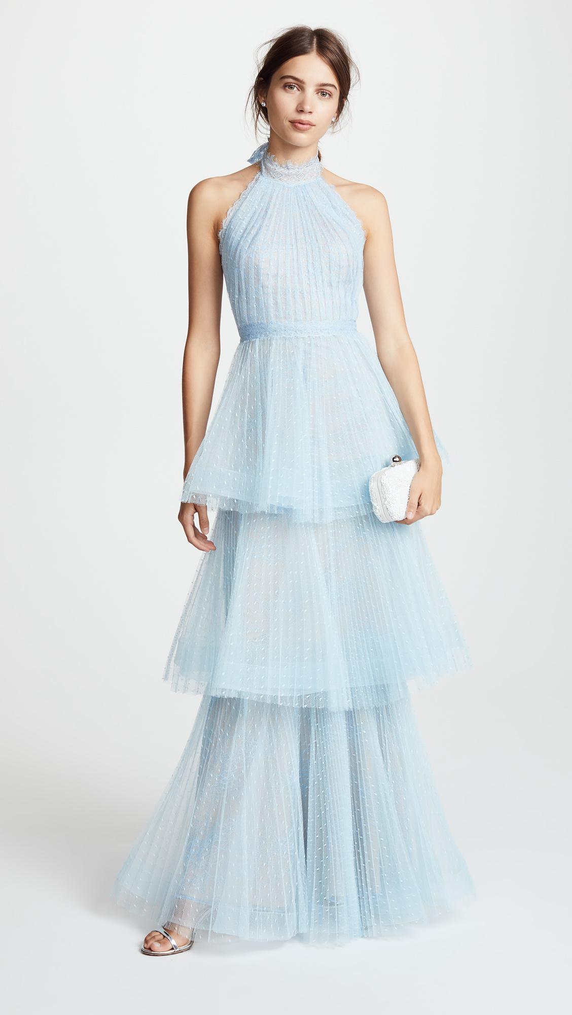 Marchesa notte Tiered Tulle Halter Gown ...