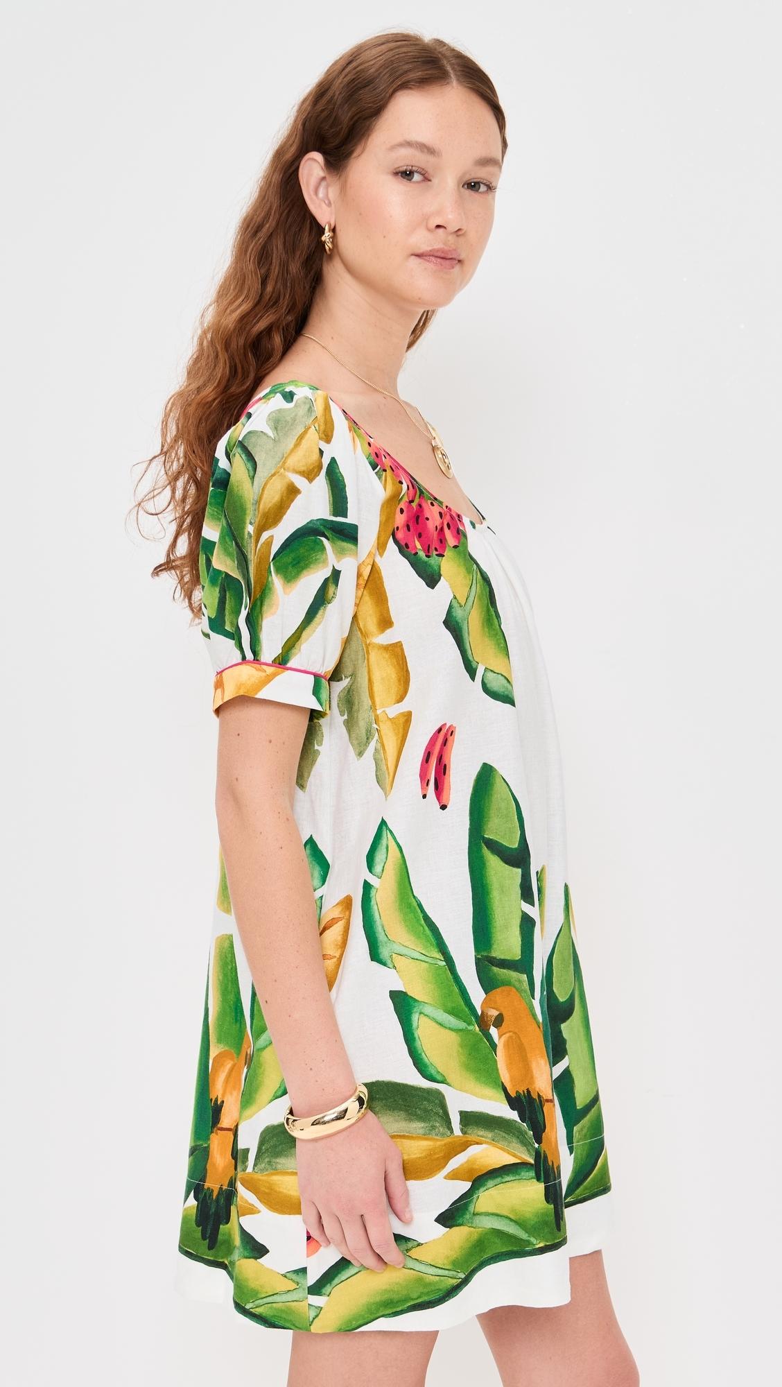 farm rio black golden foliage mini dress Farm Rio Women's Majestic Garden Black Mini Dress, M / Majestic Garden Black main image 1